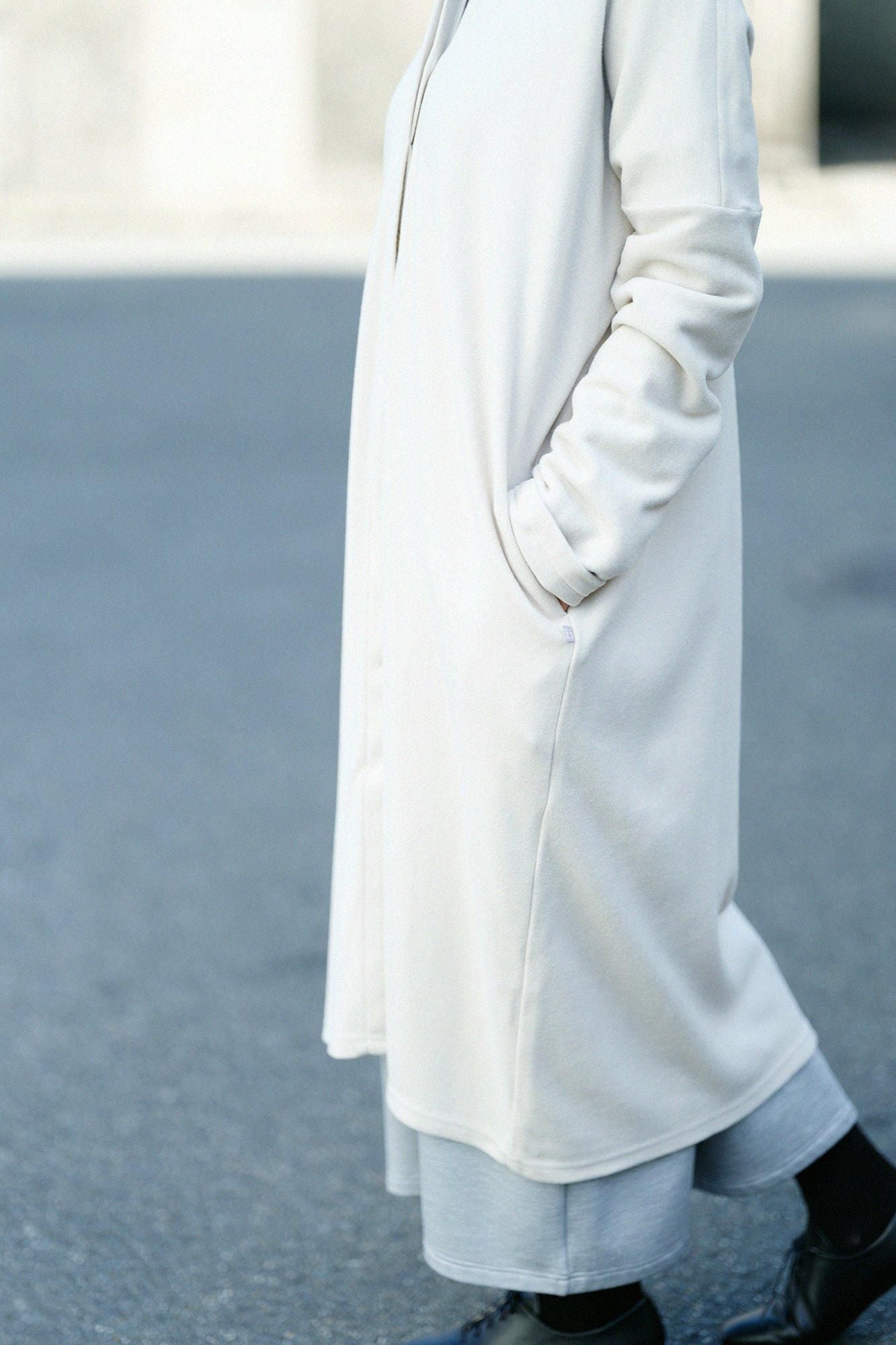 メルトンスムース スタンドカラー ライトコート／灰白色（かいはくしょく）