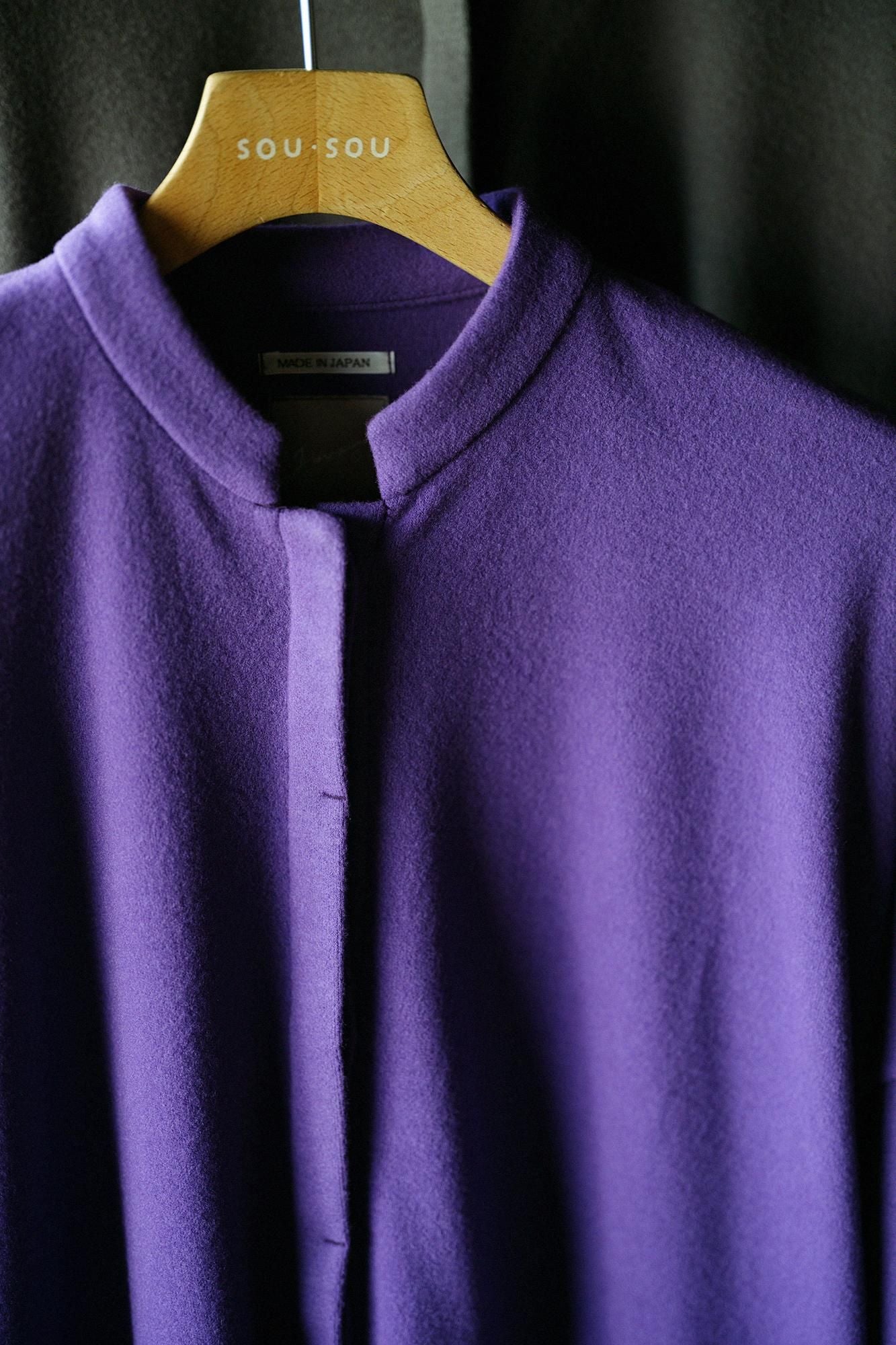 Melton Smoot Stand Collar Light Coat / Edo Purple