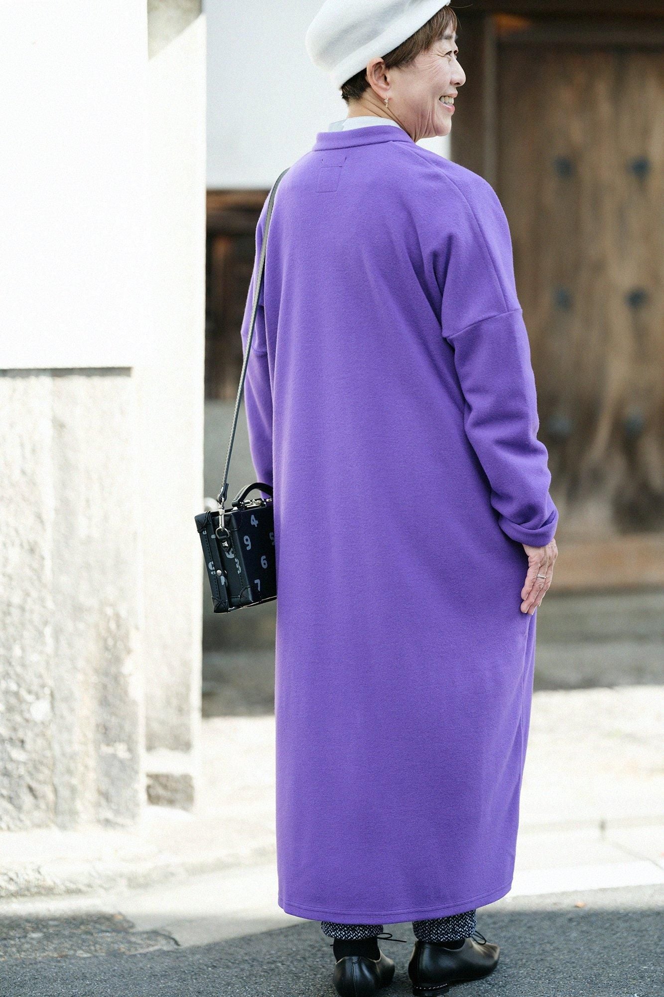 Melton Smoot Stand Collar Light Coat / Edo Purple