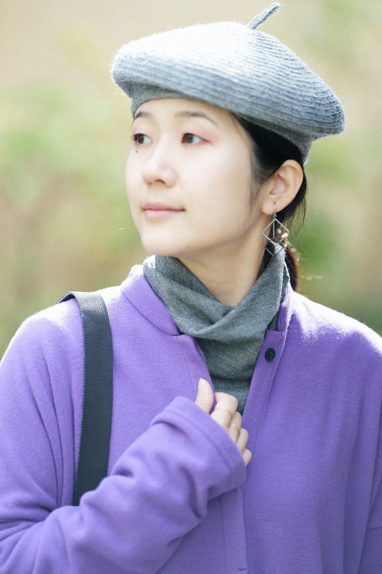 Melton Smoot Stand Collar Light Coat / Edo Purple