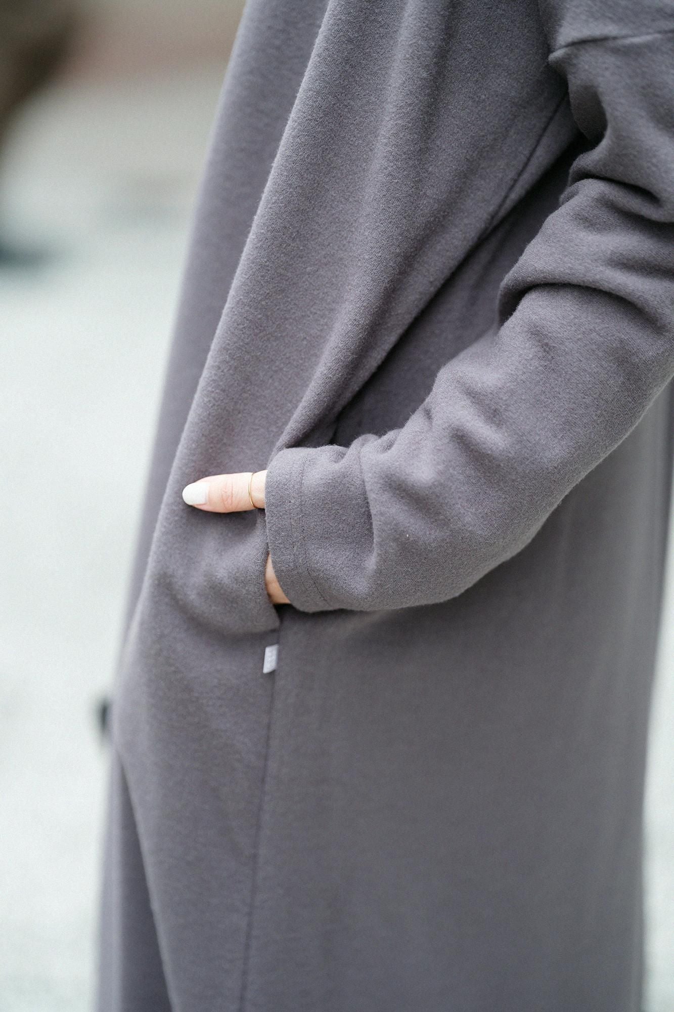 멜턴이지 테이퍼드 팬츠 스탠드칼라 라이트 코트/그을음 컬러 (린스)