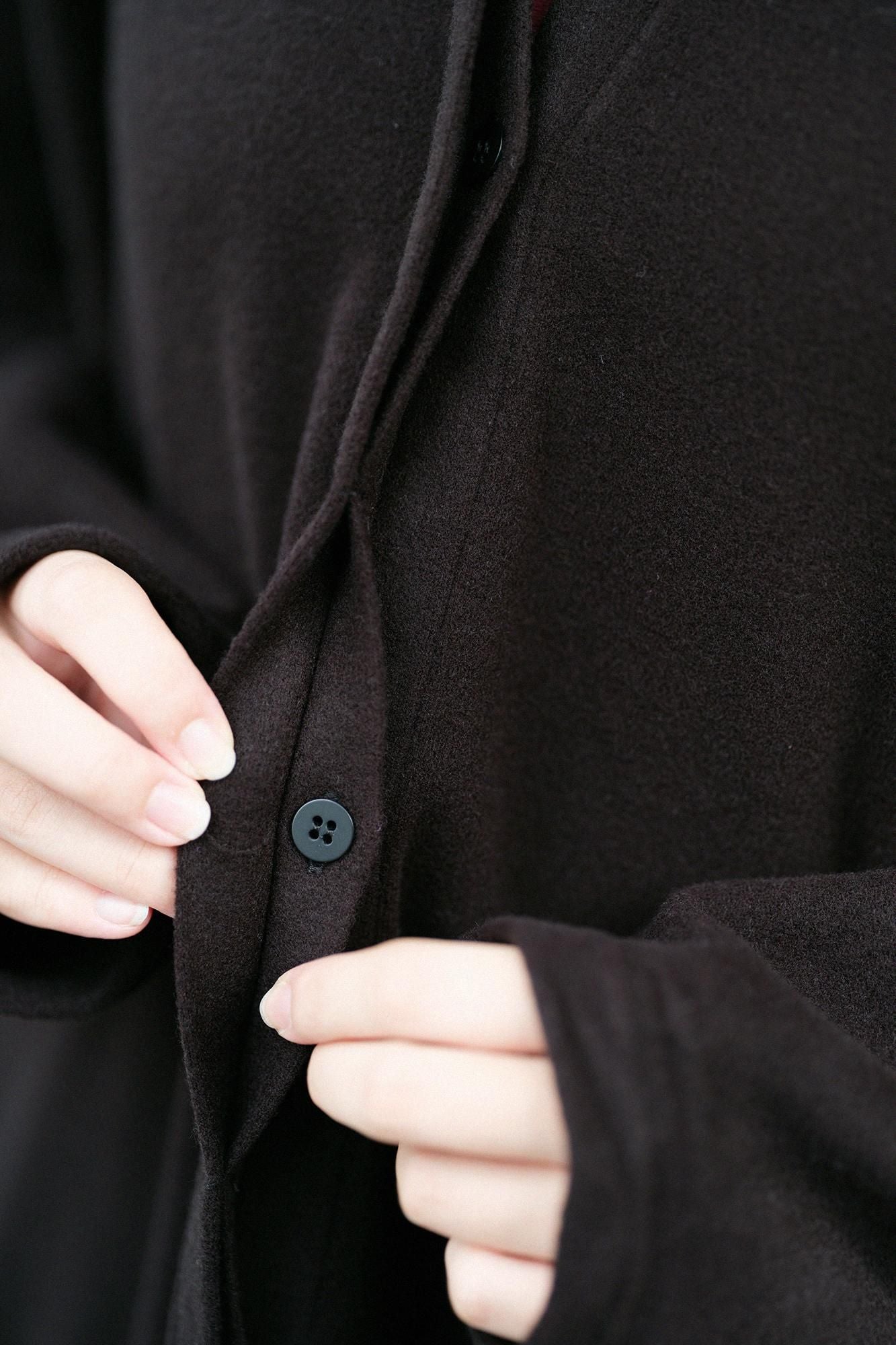 Melton Smoot Stand Collar Light Coat / Wood Feather Color (Wood)