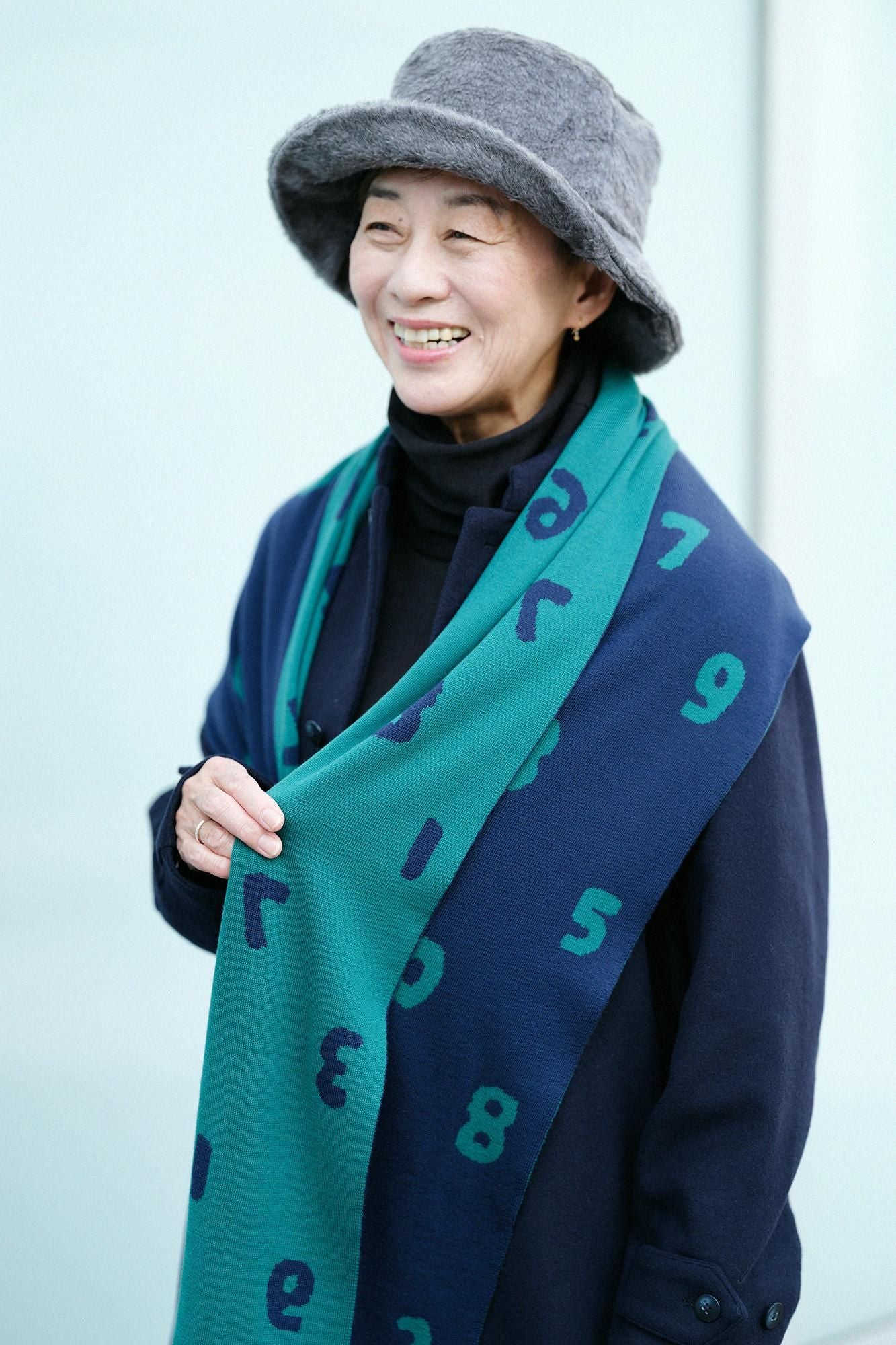 Super 140's Jacquard Muffler / SO-SU-U Dark Blue