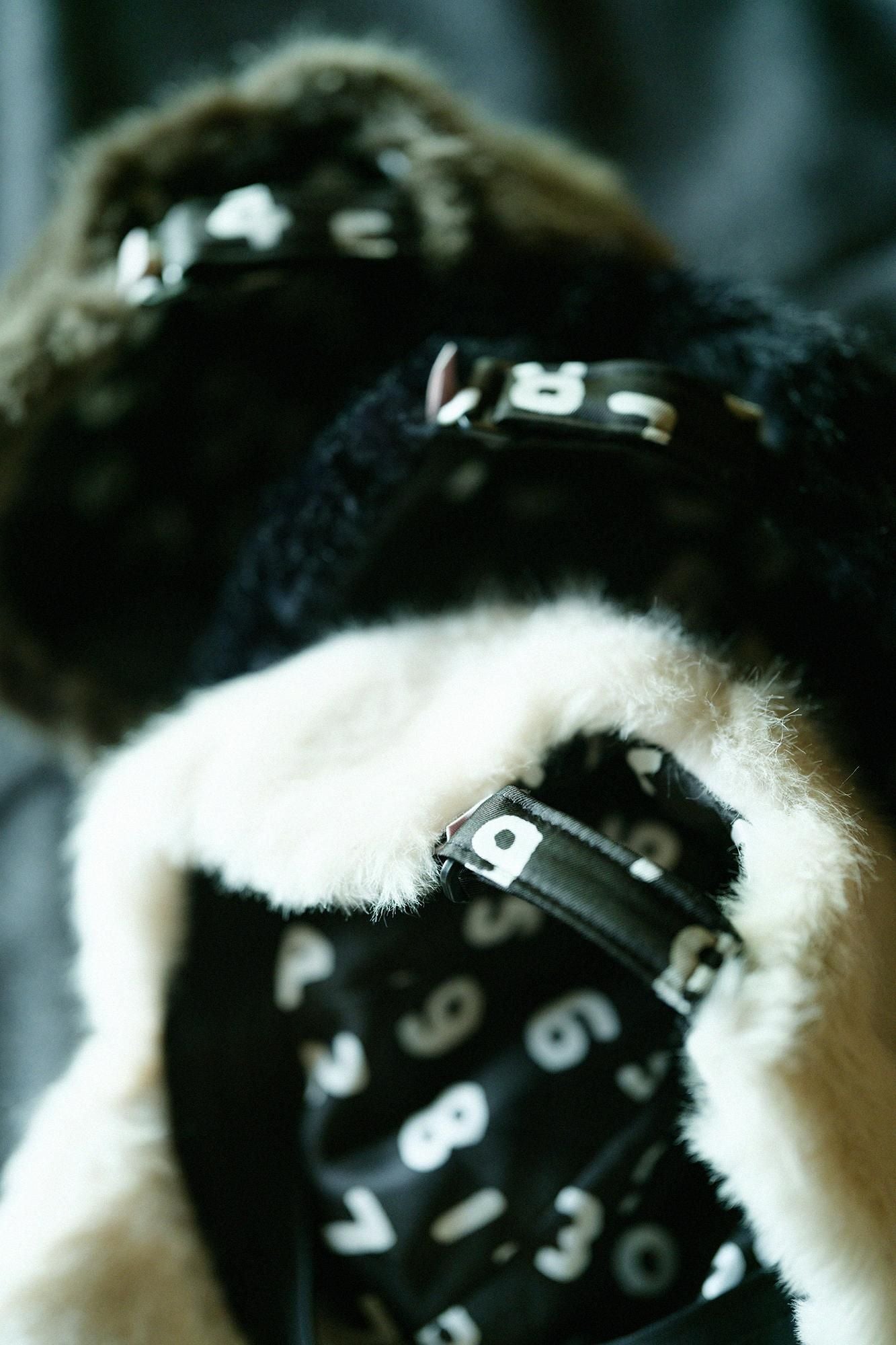 フェイクファー キャップ／濃灰（こいはい）×SO-SU-U昆（こん）