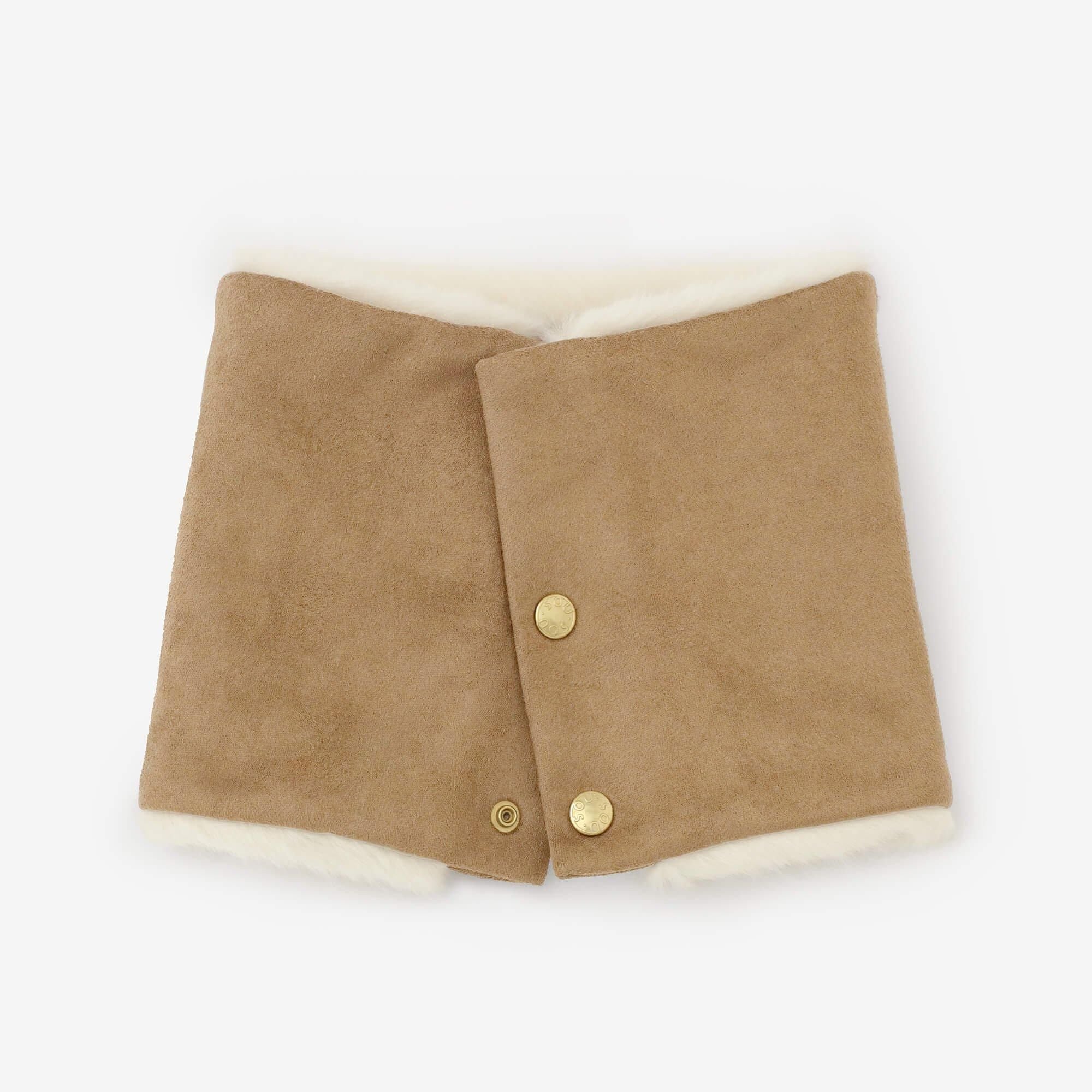 【預購】人造毛皮 雙面用短圍巾／焦糖色×本白（※預計於12月9日左右發貨）