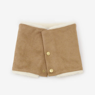 【預購】人造毛皮 雙面用短圍巾／焦糖色×本白（※預計於12月9日左右發貨）