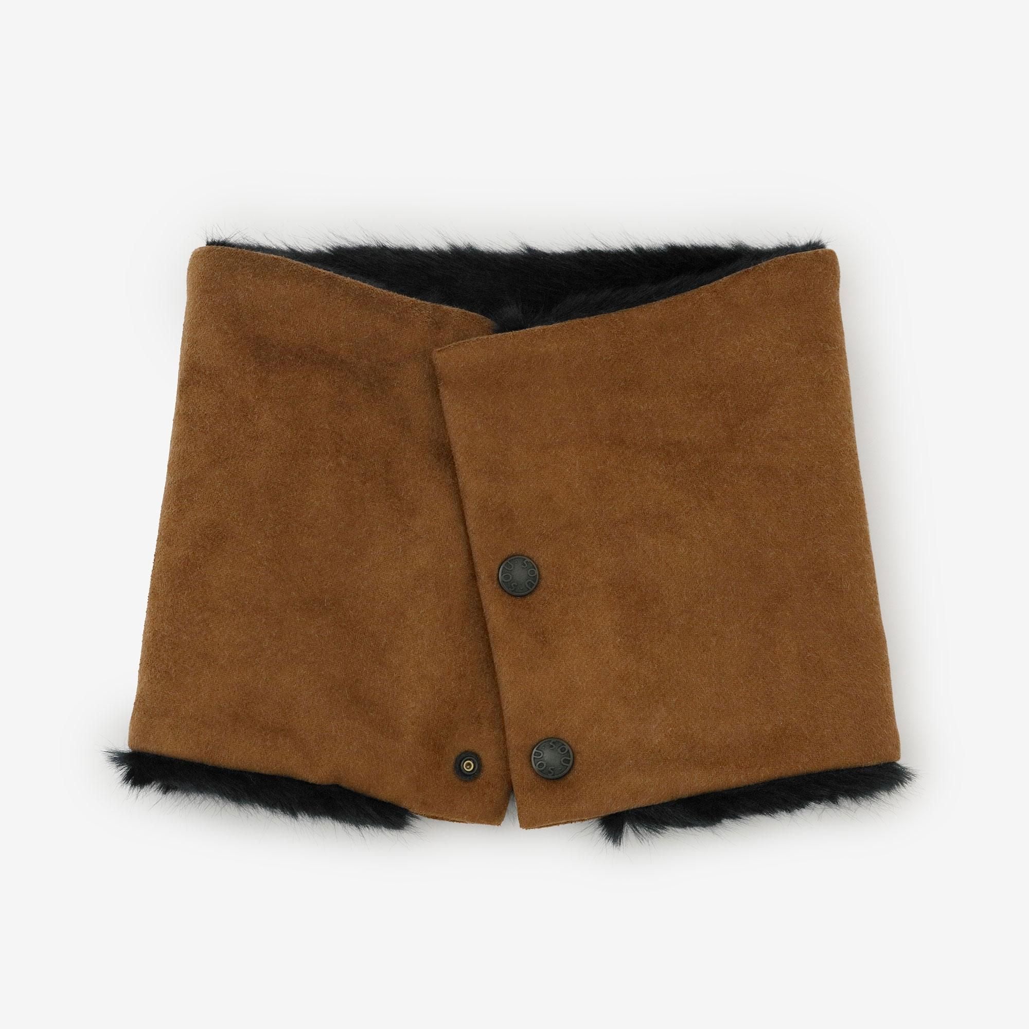 【預購】人造毛皮 雙面用短圍巾／柿茶色×黑藍色（※預計於12月9日左右發貨）