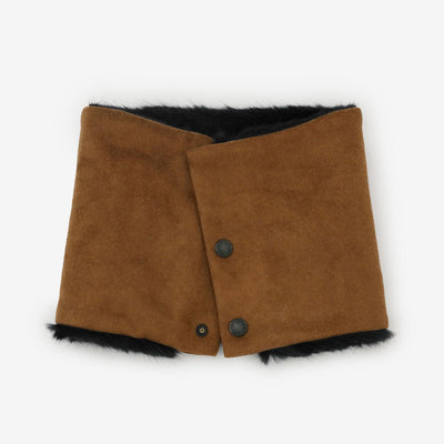 【預購】人造毛皮 雙面用短圍巾／柿茶色×黑藍色（※預計於12月9日左右發貨）