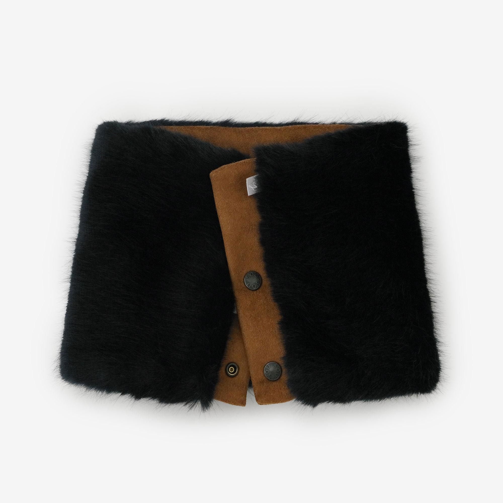 【預購】人造毛皮 雙面用短圍巾／柿茶色×黑藍色（※預計於12月9日左右發貨）