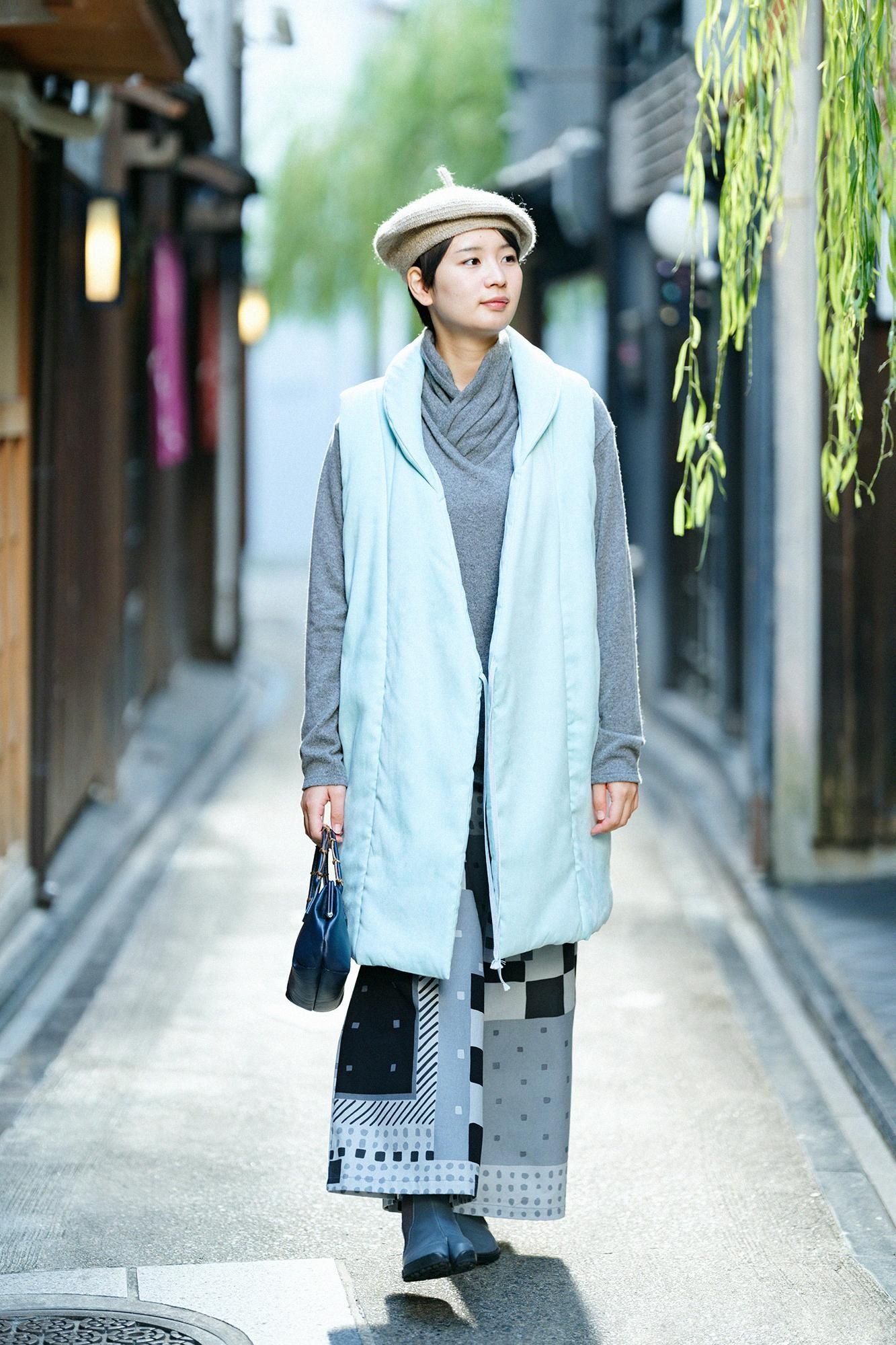 內起絨 梳毛針織 高領上衣／深灰色