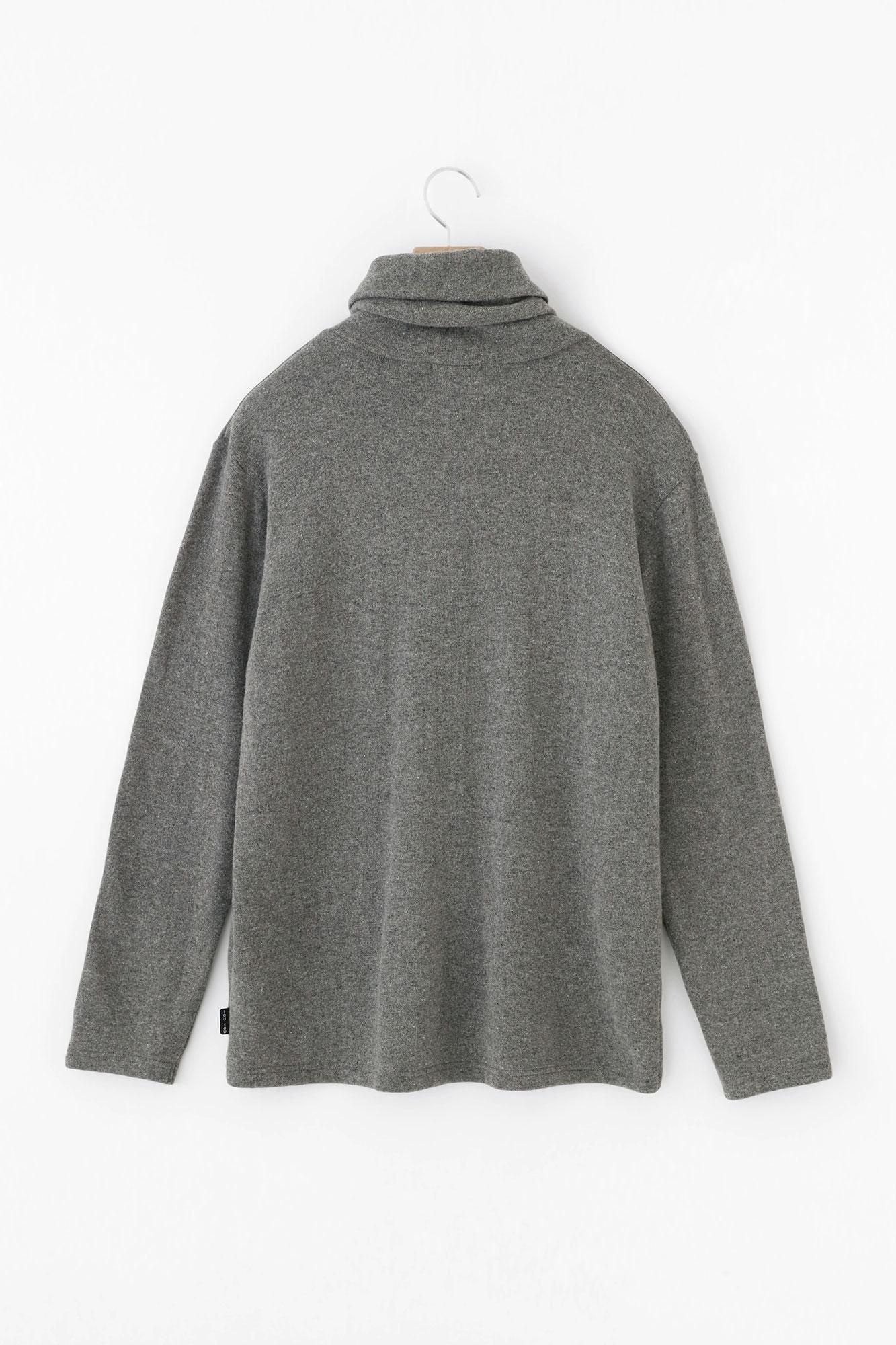 內起絨 梳毛針織 高領上衣／深灰色
