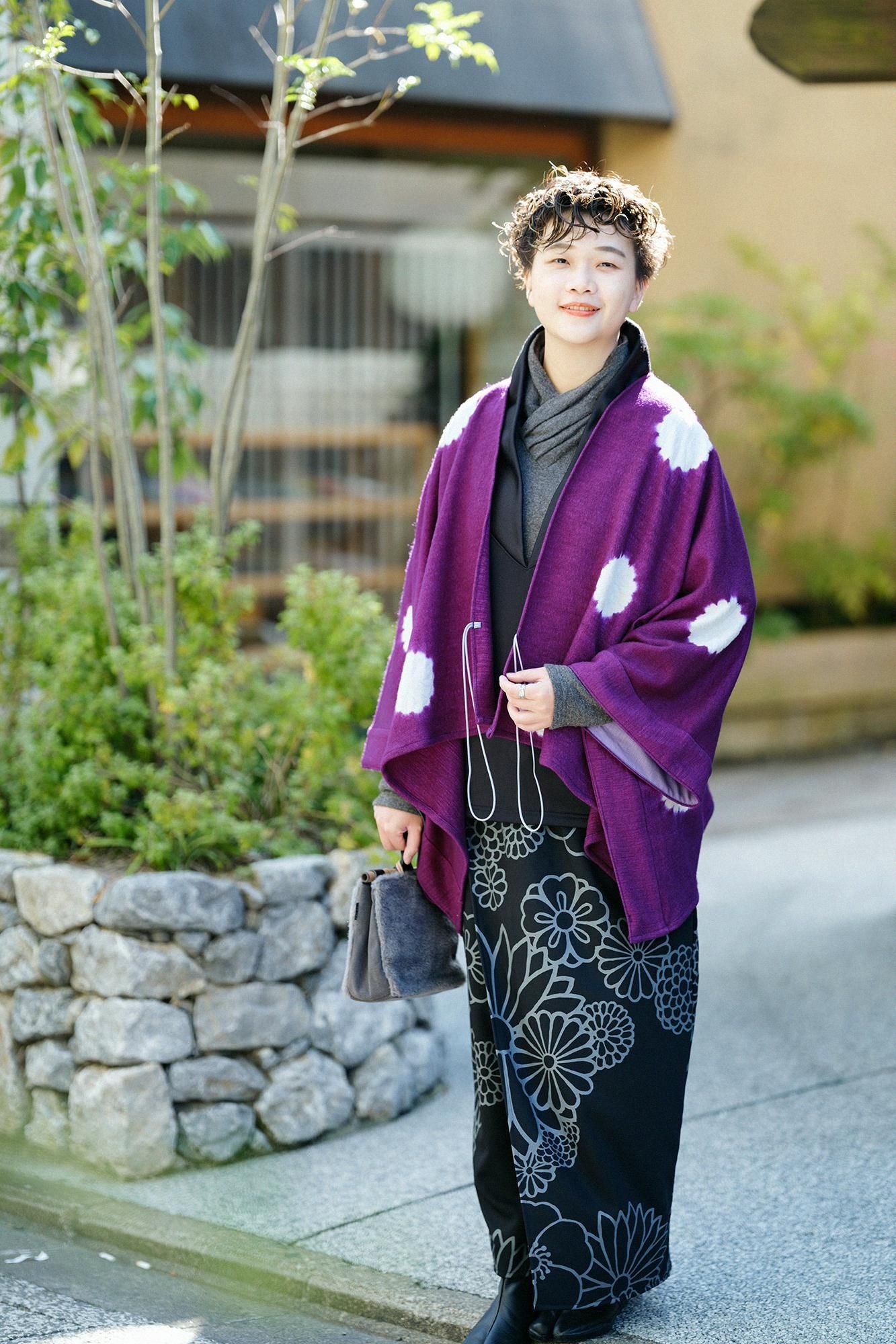 內起絨 梳毛針織 高領上衣／濃灰