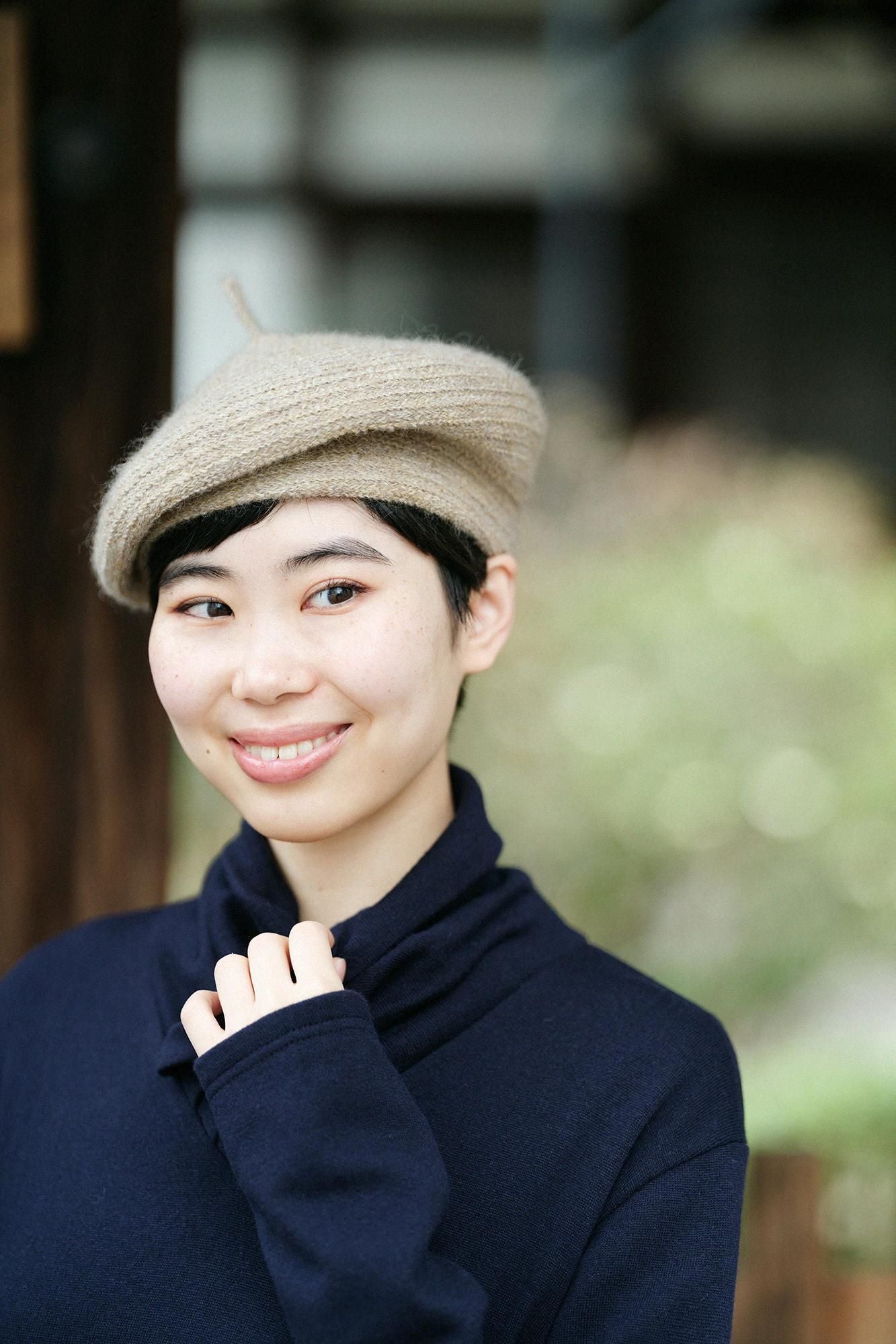 內起絨 梳毛針織 高領上衣／暗藍色