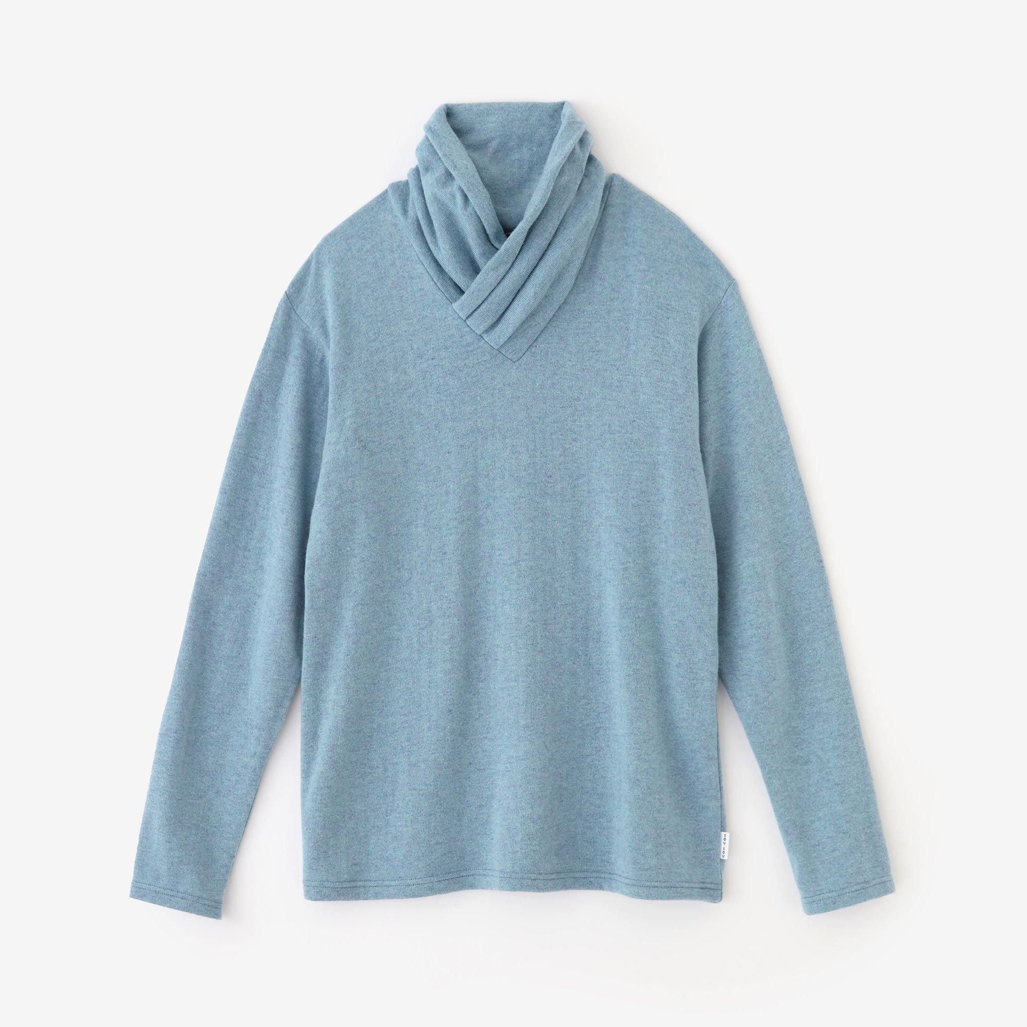 內起絨 梳毛針織 高領上衣／紫灰色