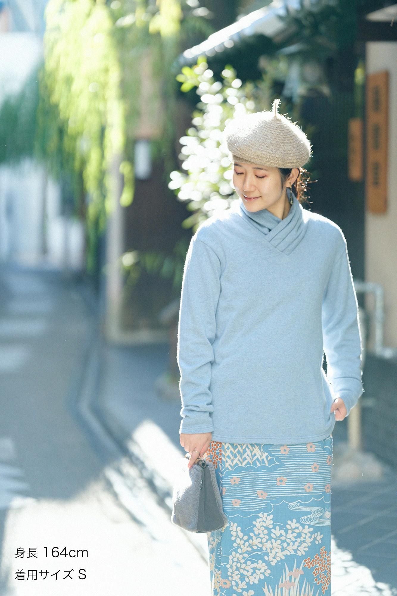 內起絨 梳毛針織 高領上衣／紫灰色