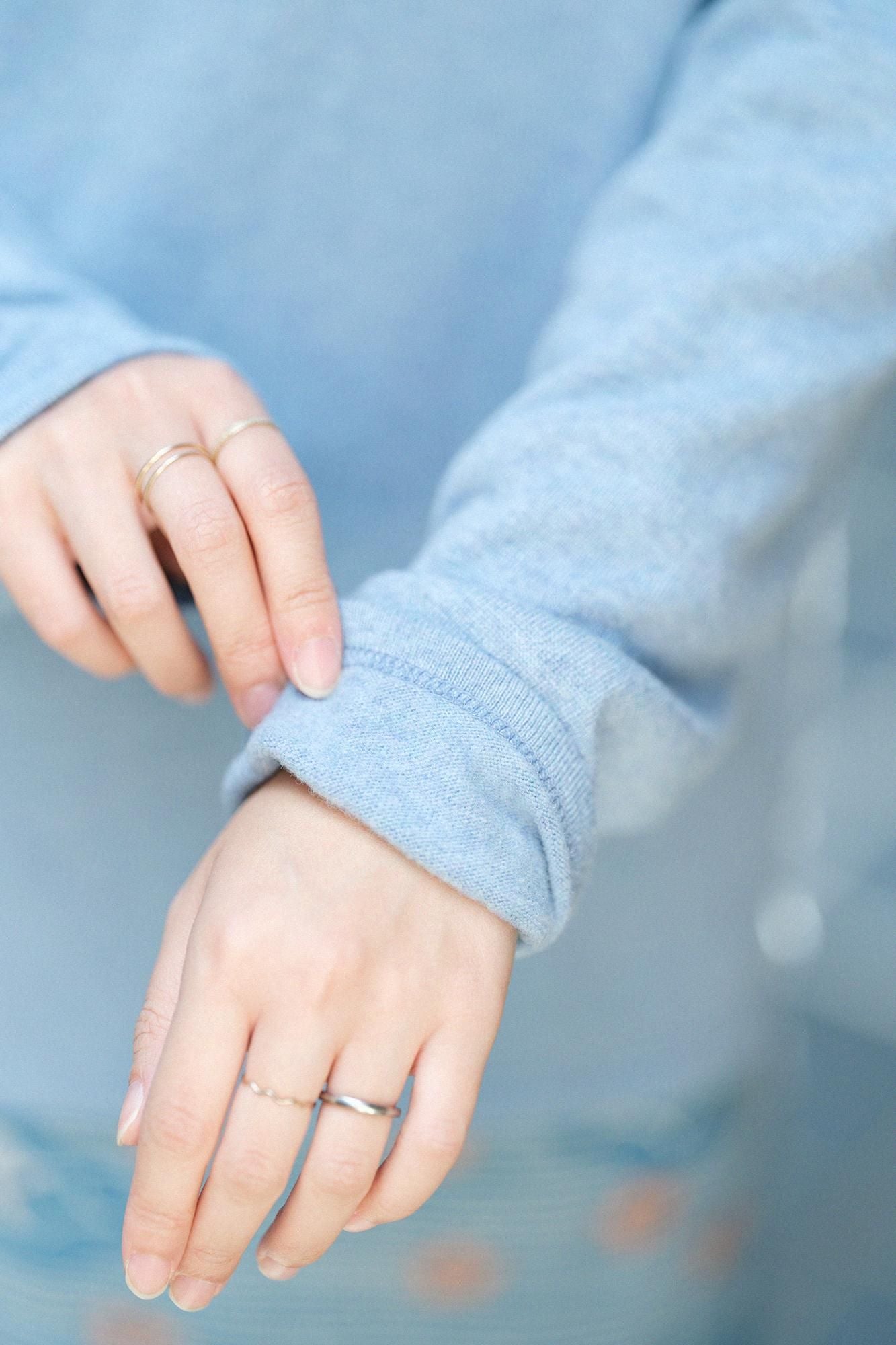 內起絨 梳毛針織 高領上衣／紫灰色