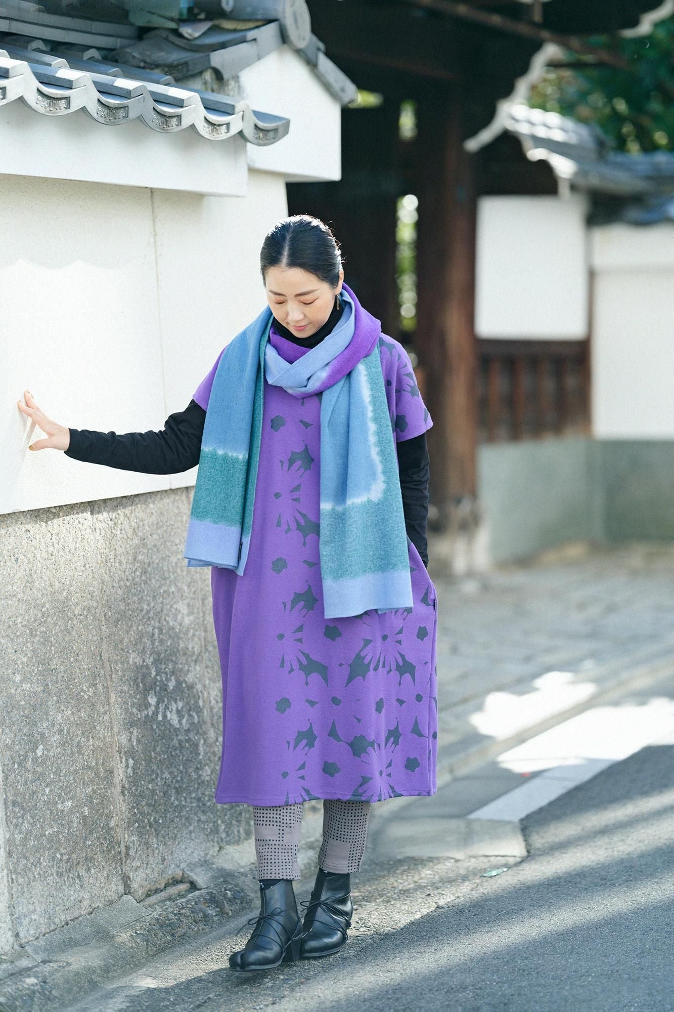 裏毛 窄版細腿褲／影 棕灰色