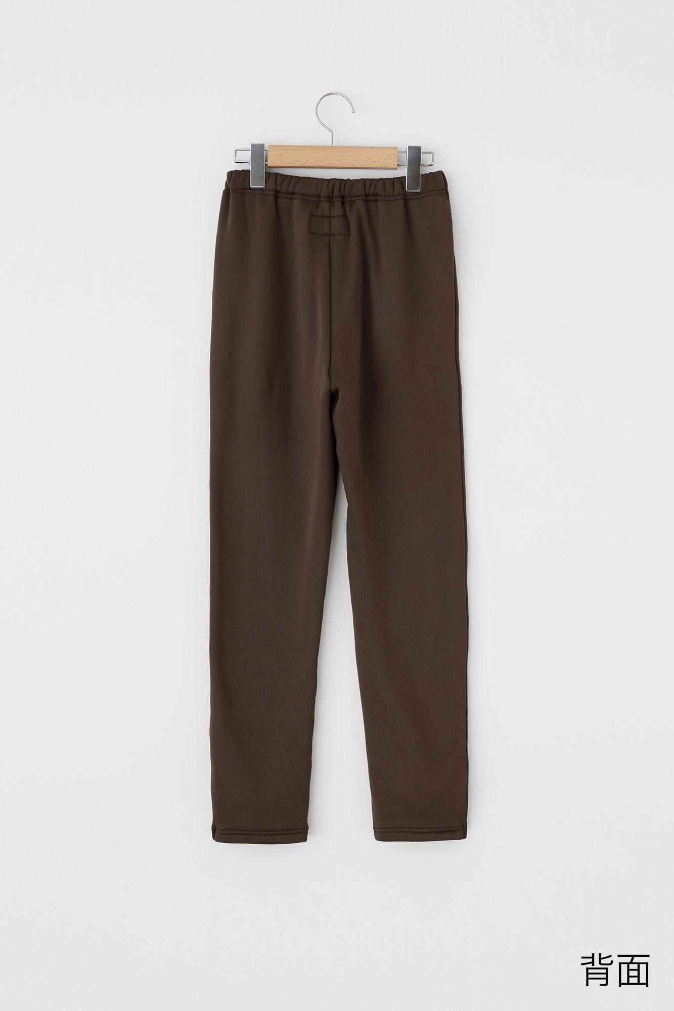 內起絨針織窄版細腿褲/棕色