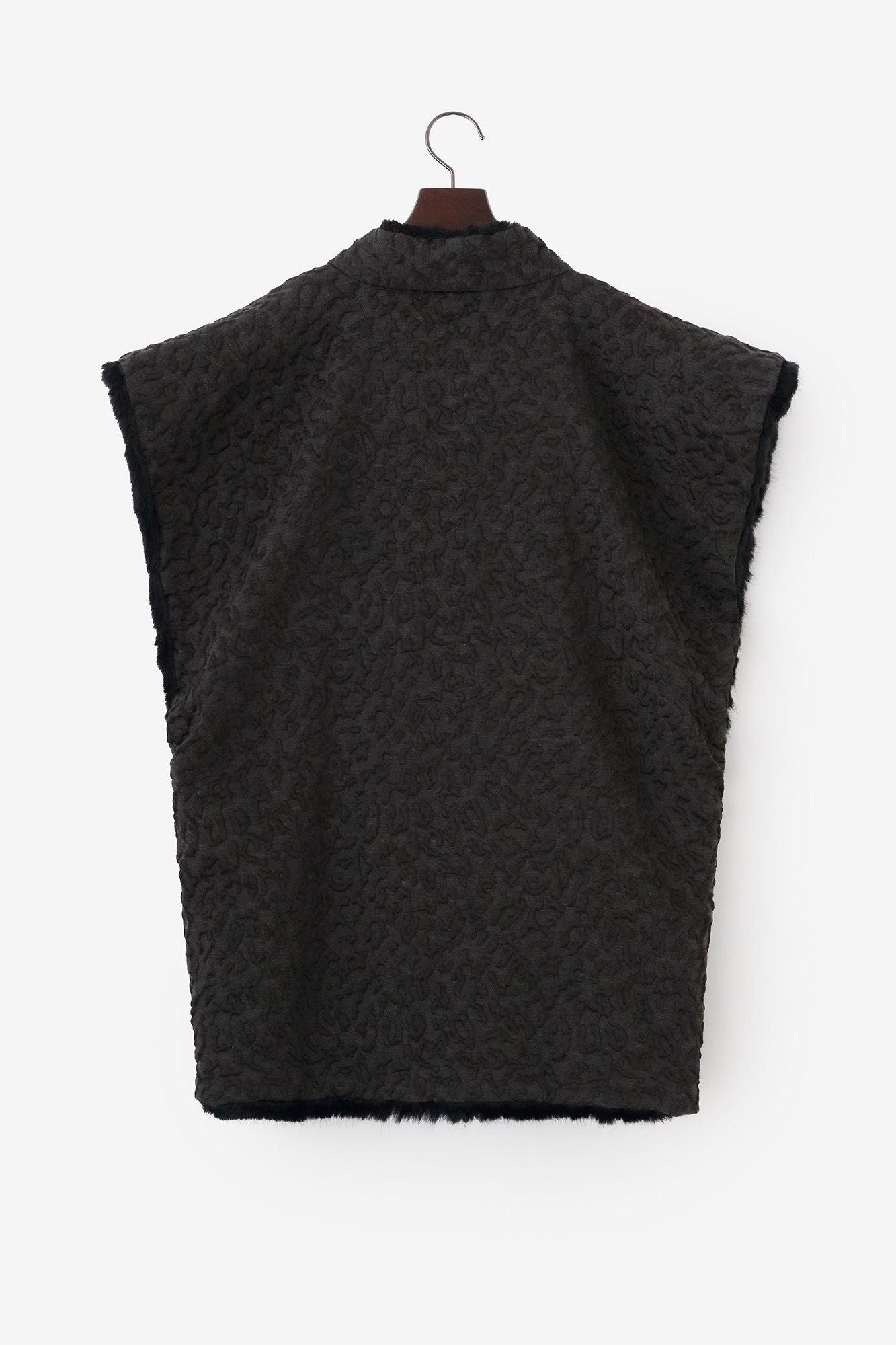 Jacar Fuukure编织X人造皮草肩部服装可逆 /湿羽毛颜色（不锈钢）