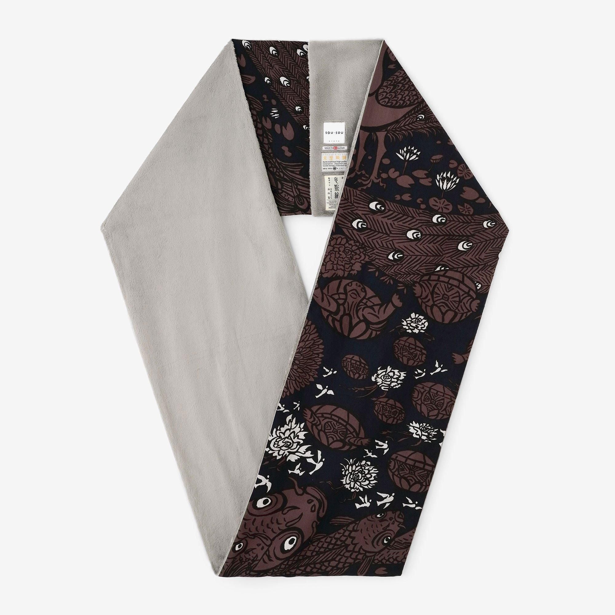 Muslin Wool Boa Infinity Scarf / Four Guardian Gods Brown