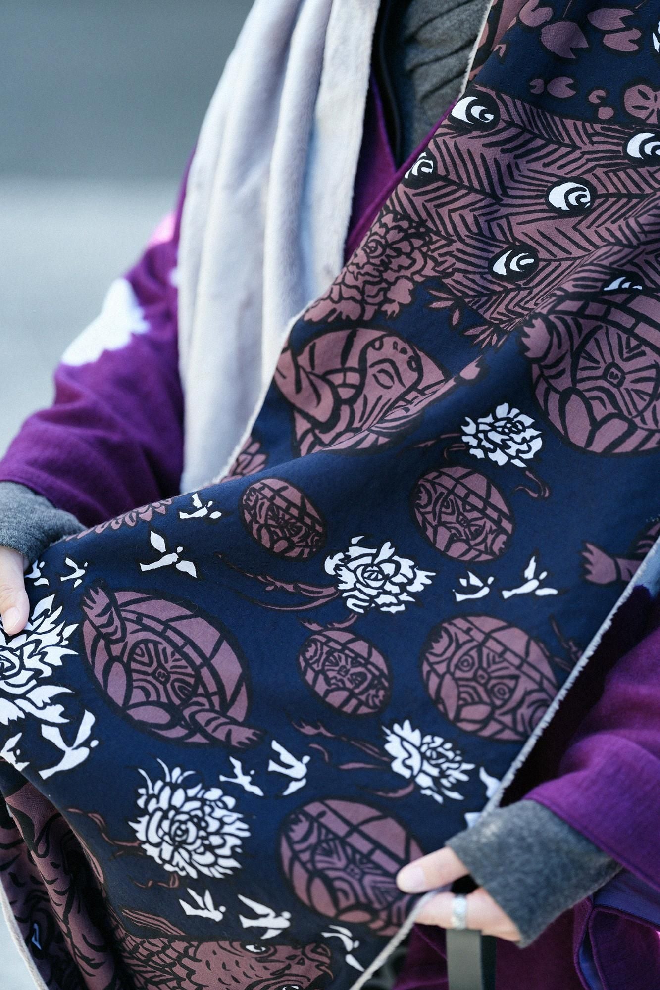 Muslin Wool Boa Infinity Scarf / Four Guardian Gods Brown