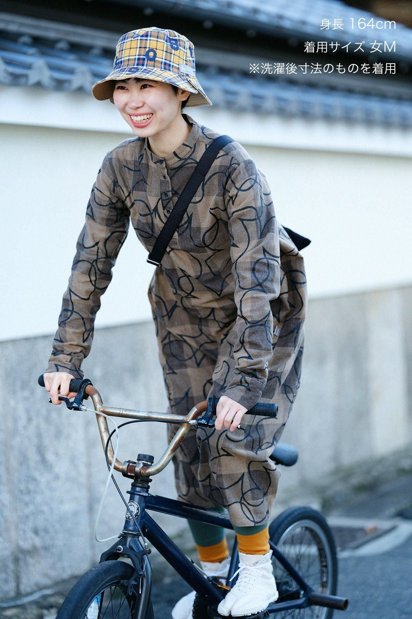 BroTsunineCheck BIKE One-piece Dress／Happiness Brown Check