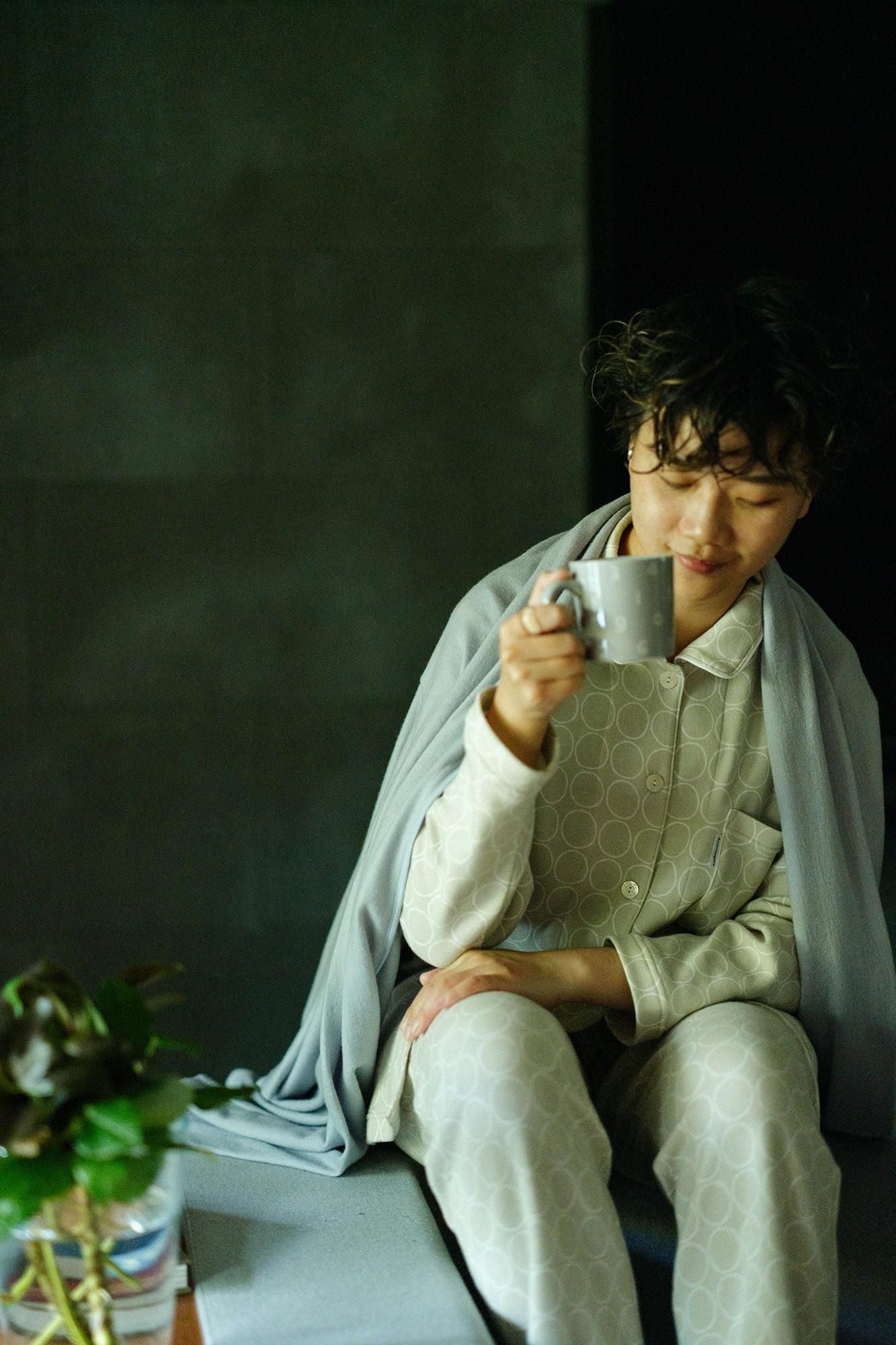 【net limited】Wacoal / Sleep Science Pajama / Circles Greyish White