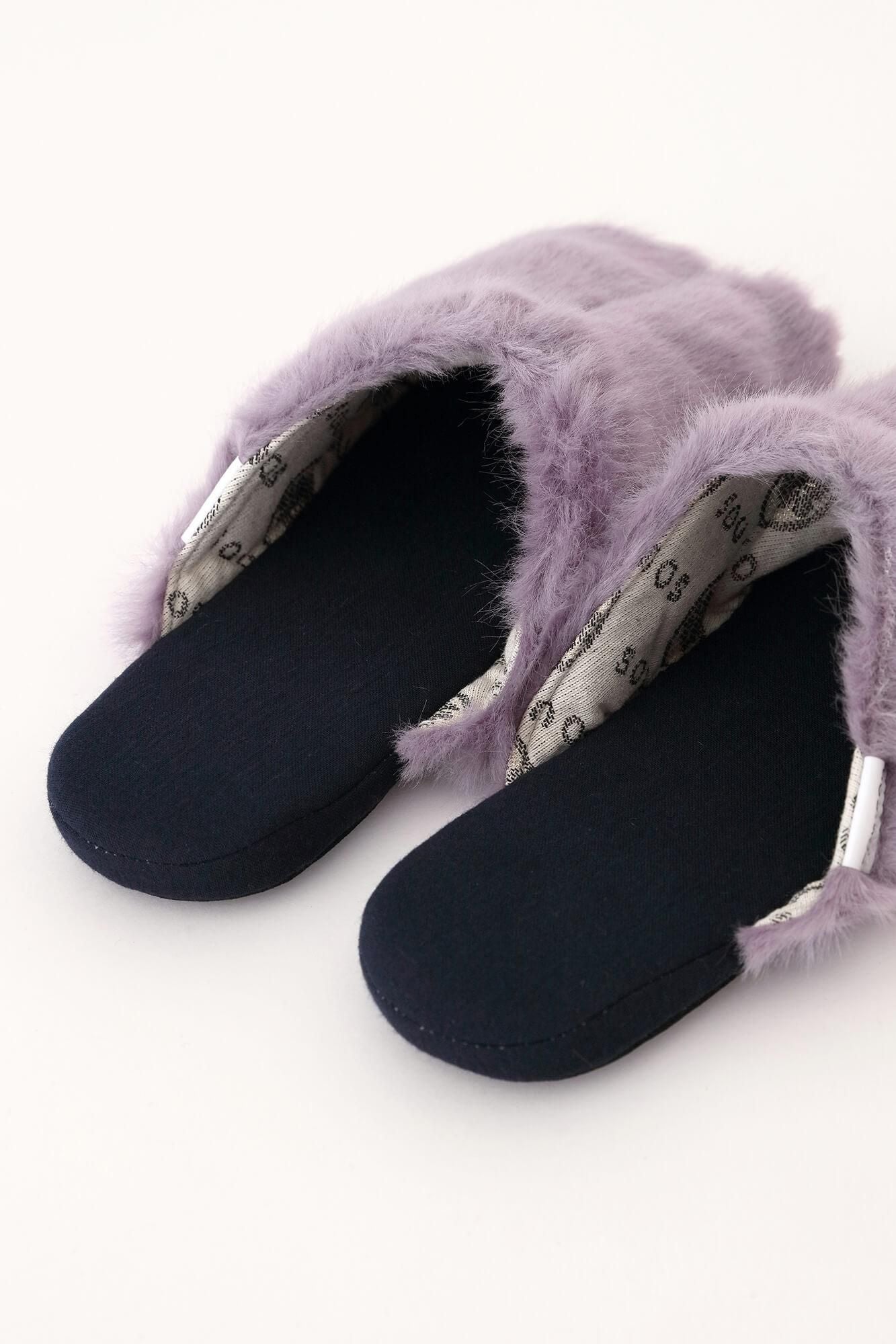 人造毛皮薄拖鞋分趾袜/Fujimurasaki