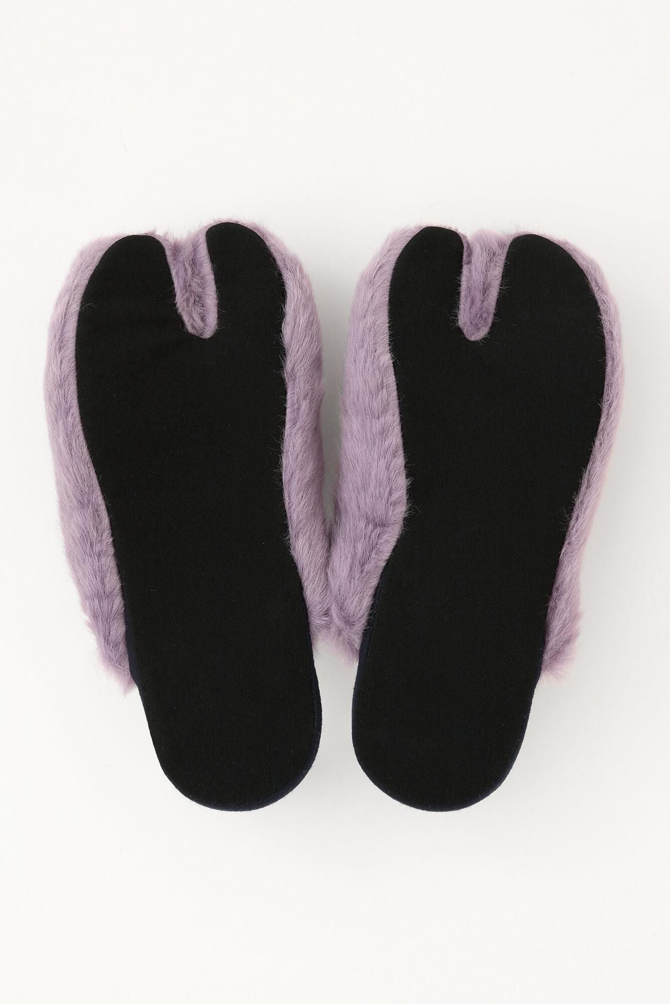 人造毛皮薄拖鞋分趾袜/Fujimurasaki