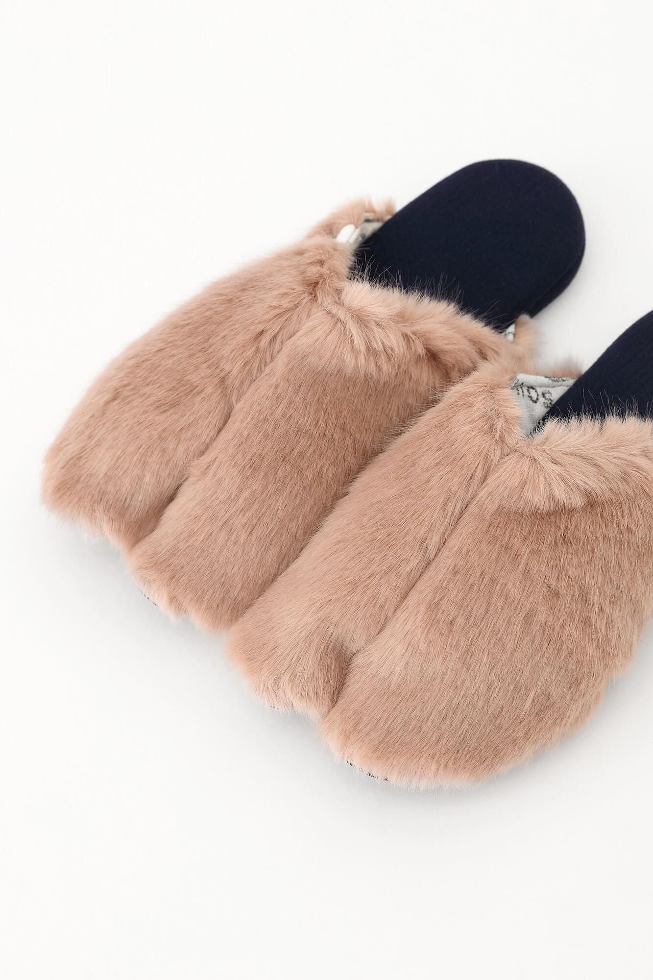 フェイクファー 細形 スリッパ足袋／灰梅（はいうめ）