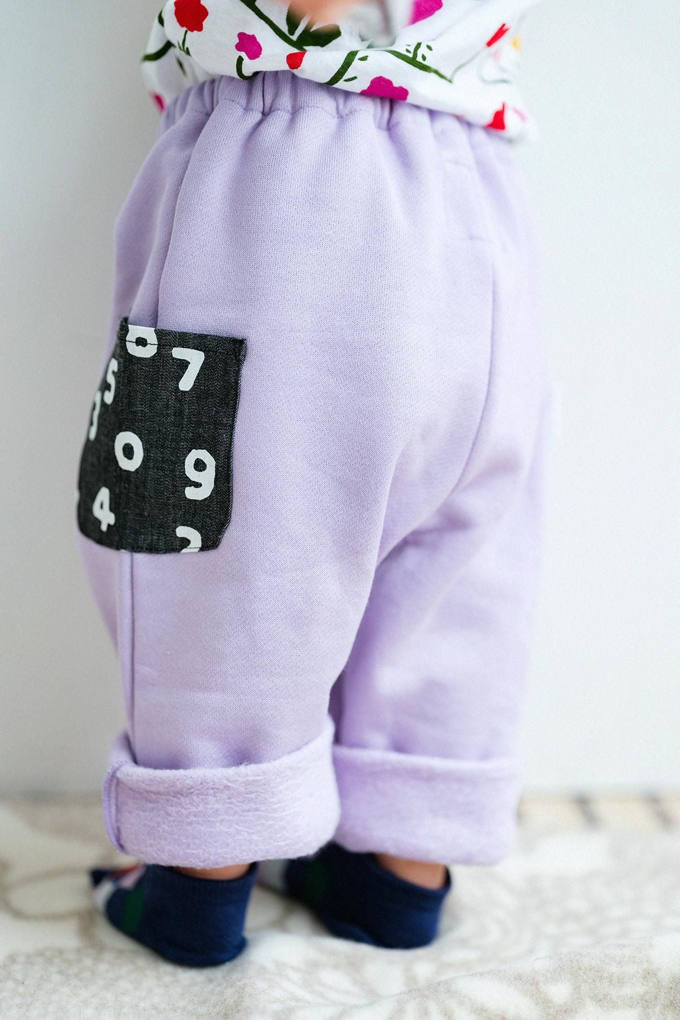 內起絨童裝長褲三袋● /淺紫色