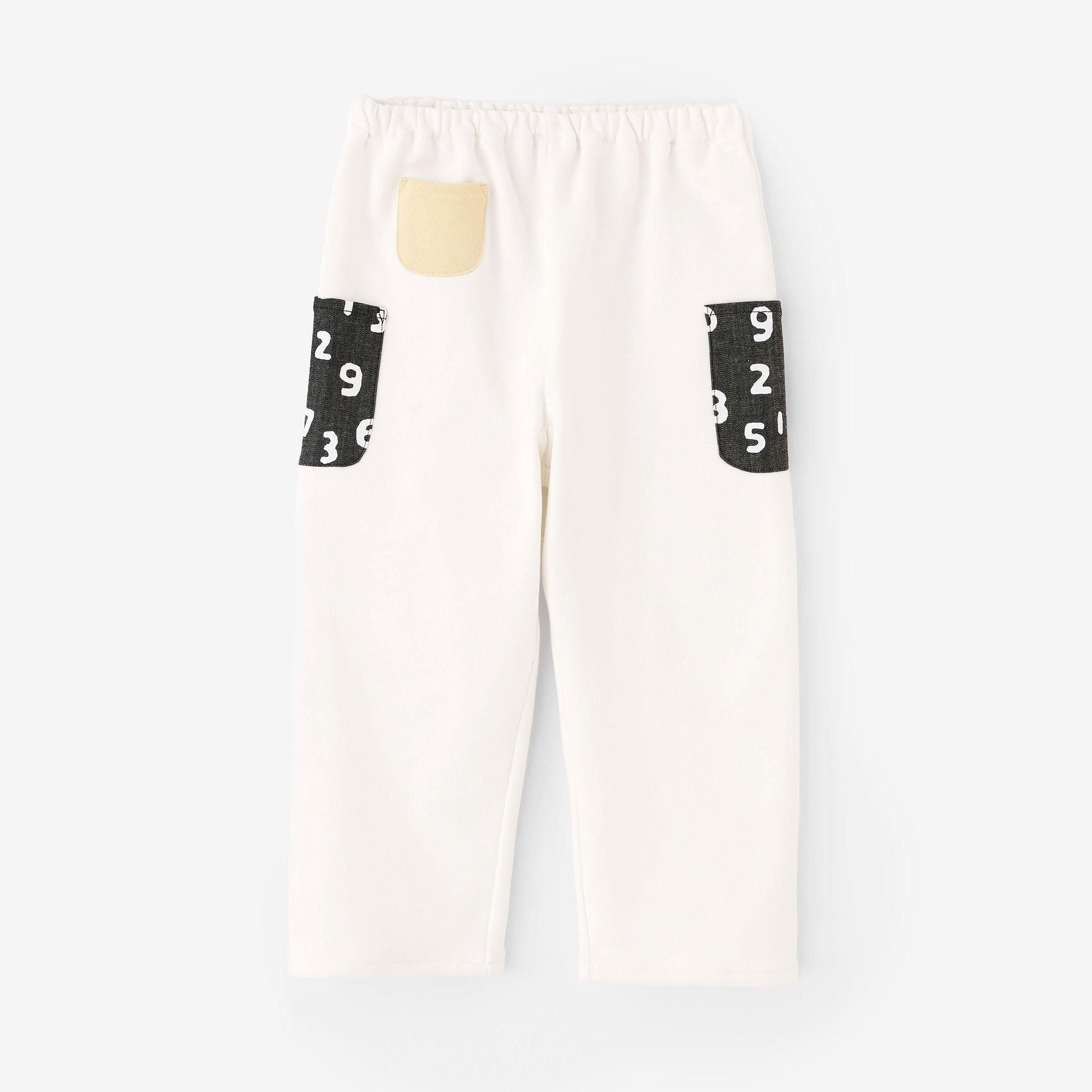 ●Fleece Lining Monpe Pants for Kids 3 Pockets / Pure White