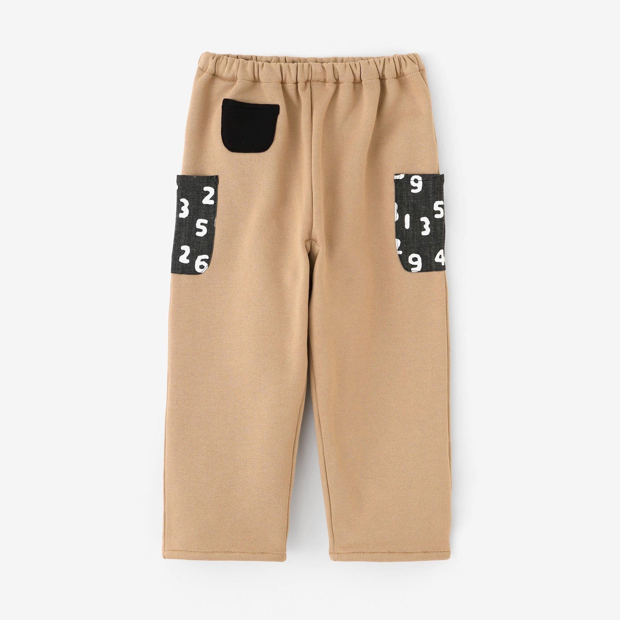 ●Fleece Lining Monpe Pants for Kids 3 Pockets / Brown