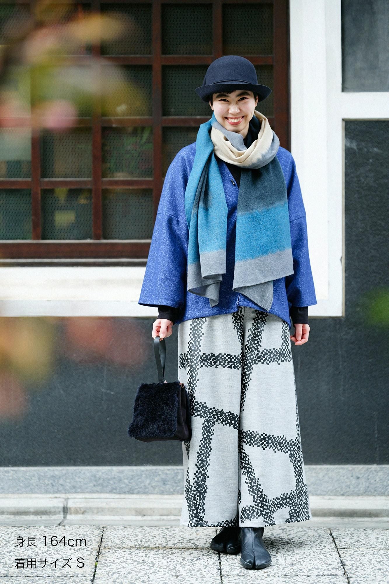 Combed Yarn Twill Weave Wide-legged Pants / Tied-up Silver Grey