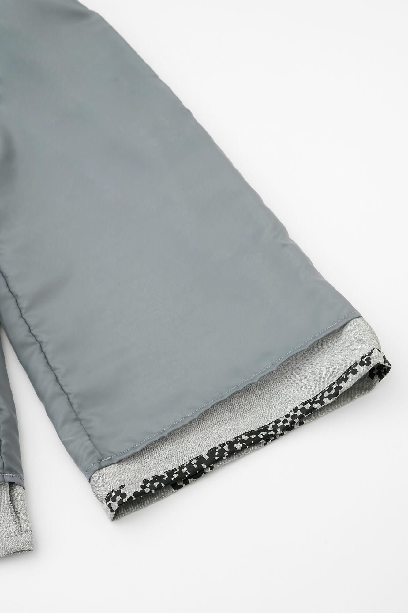 Combed Yarn Twill Weave Wide-legged Pants / Tied-up Silver Grey