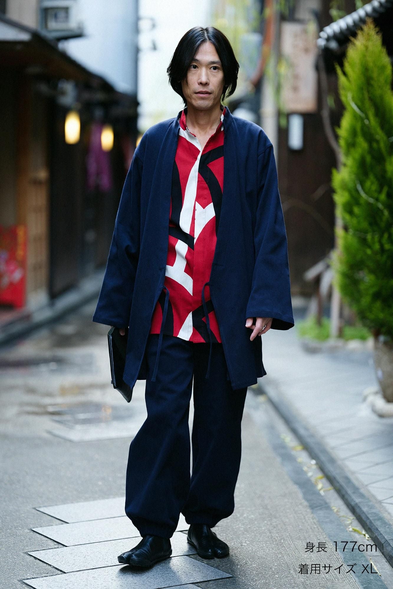 Chizimi Cotton 20/10 Emboss Processed Samue Worker Jacket / Dark Blue