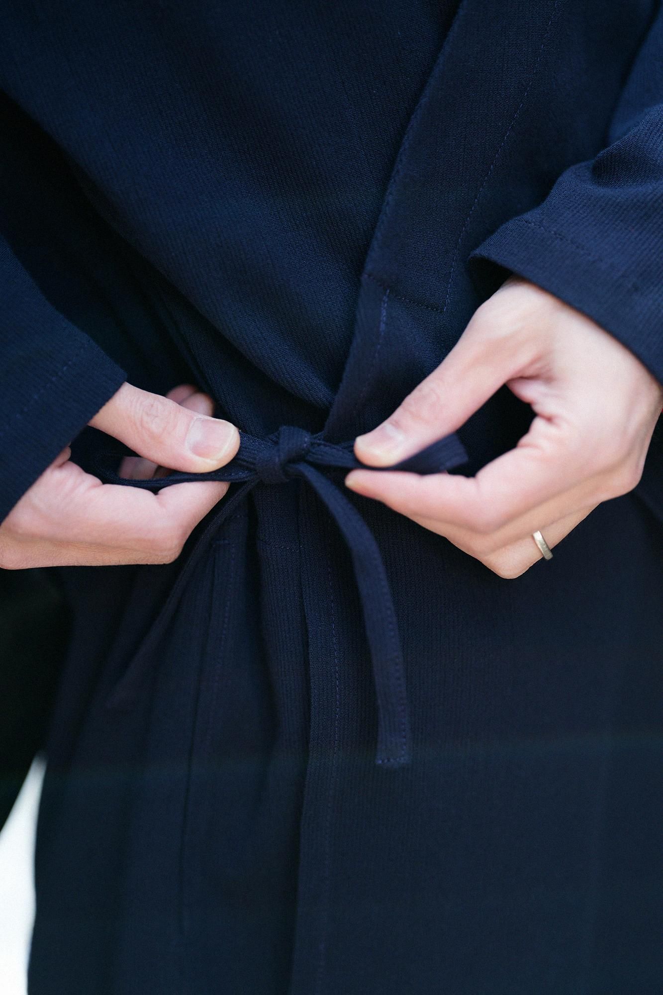 Chizimi Cotton 20/10 Emboss Processed Samue Worker Jacket / Dark Blue