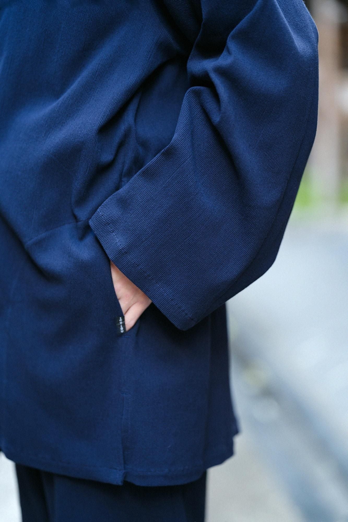 Chizimi Cotton 20/10 Emboss Processed Samue Worker Jacket / Dark Blue