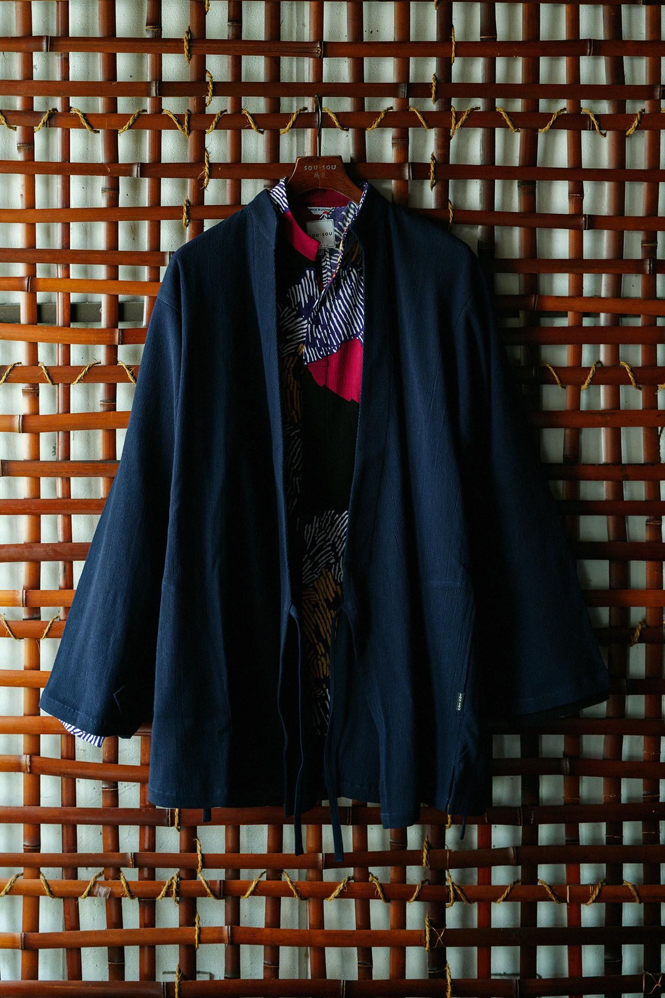 Chizimi Cotton 20/10 Emboss Processed Samue Worker Jacket / Dark Blue