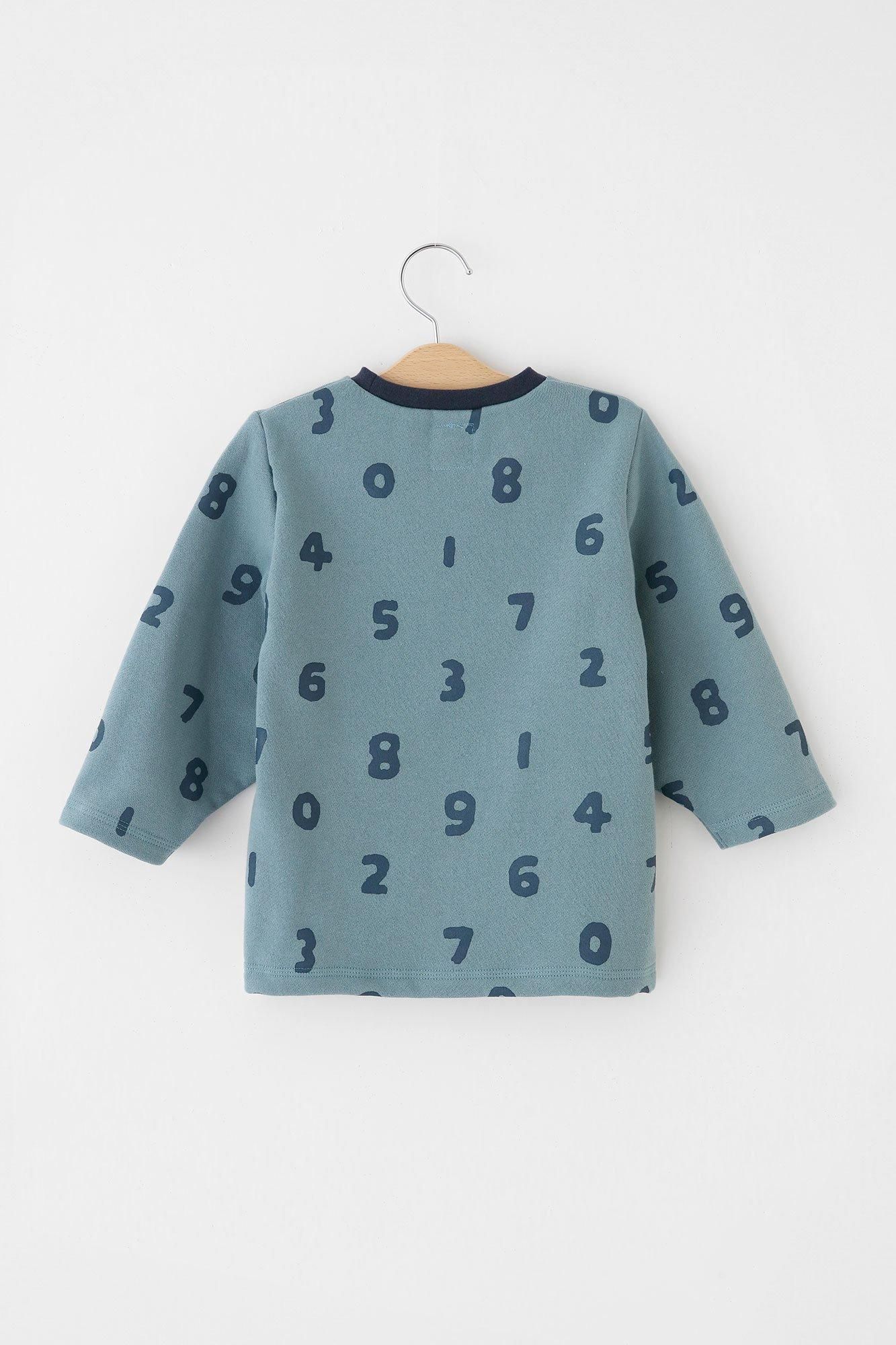 ●內起絨圓弧袖上衣／SO-SU-U 十數 藍綠色