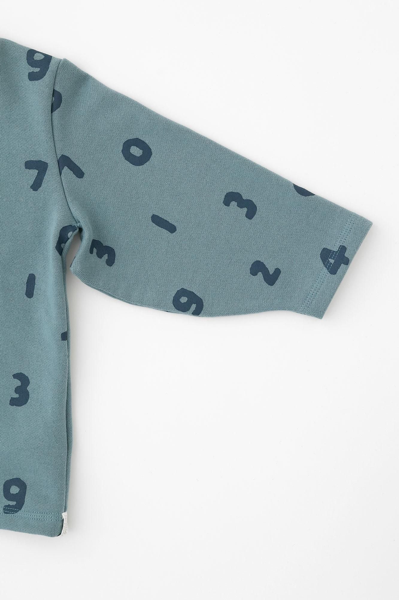 ●內起絨圓弧袖上衣／SO-SU-U 十數 藍綠色