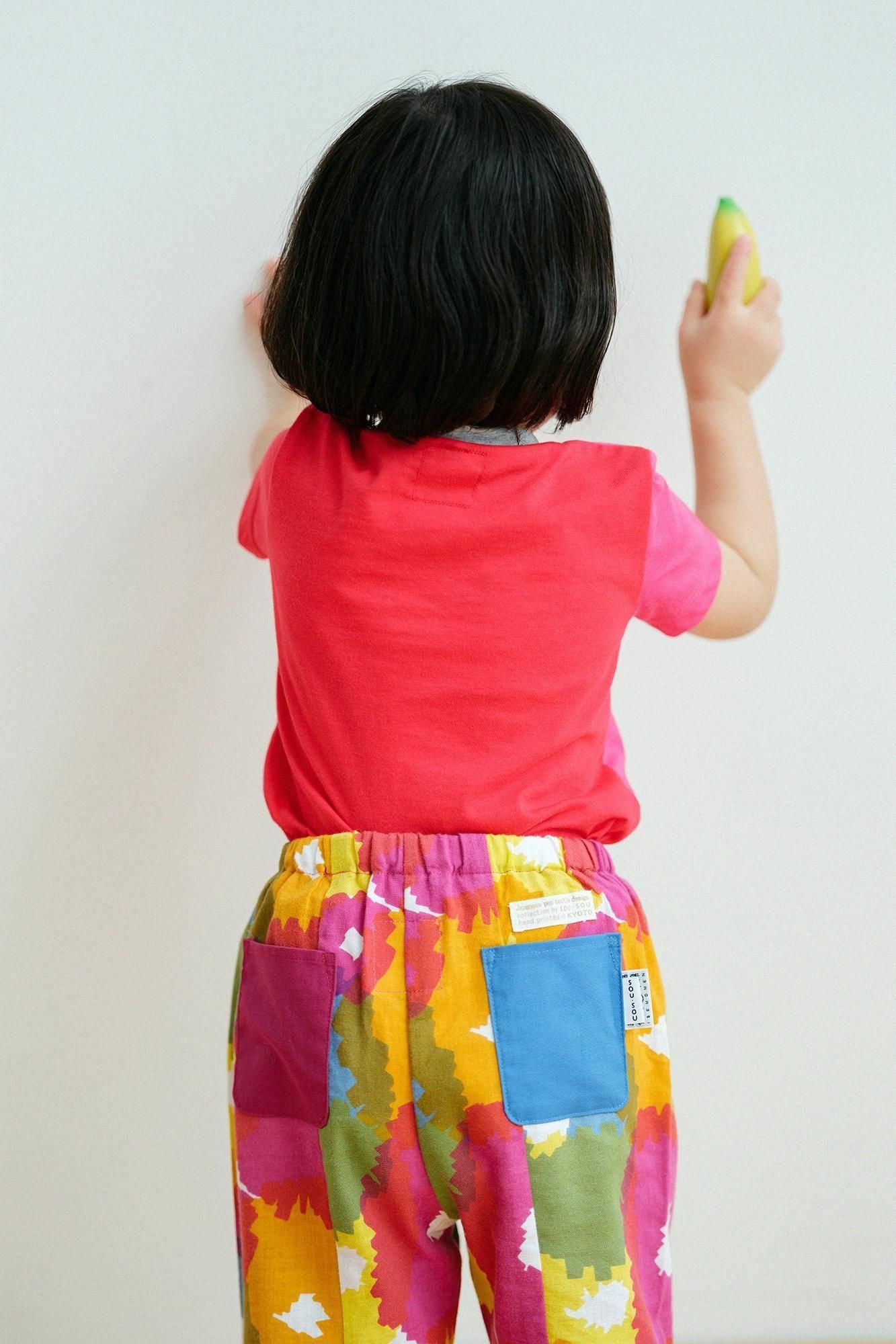 ● Square Neck T-shirt Bi-color / Azalea Color x Red