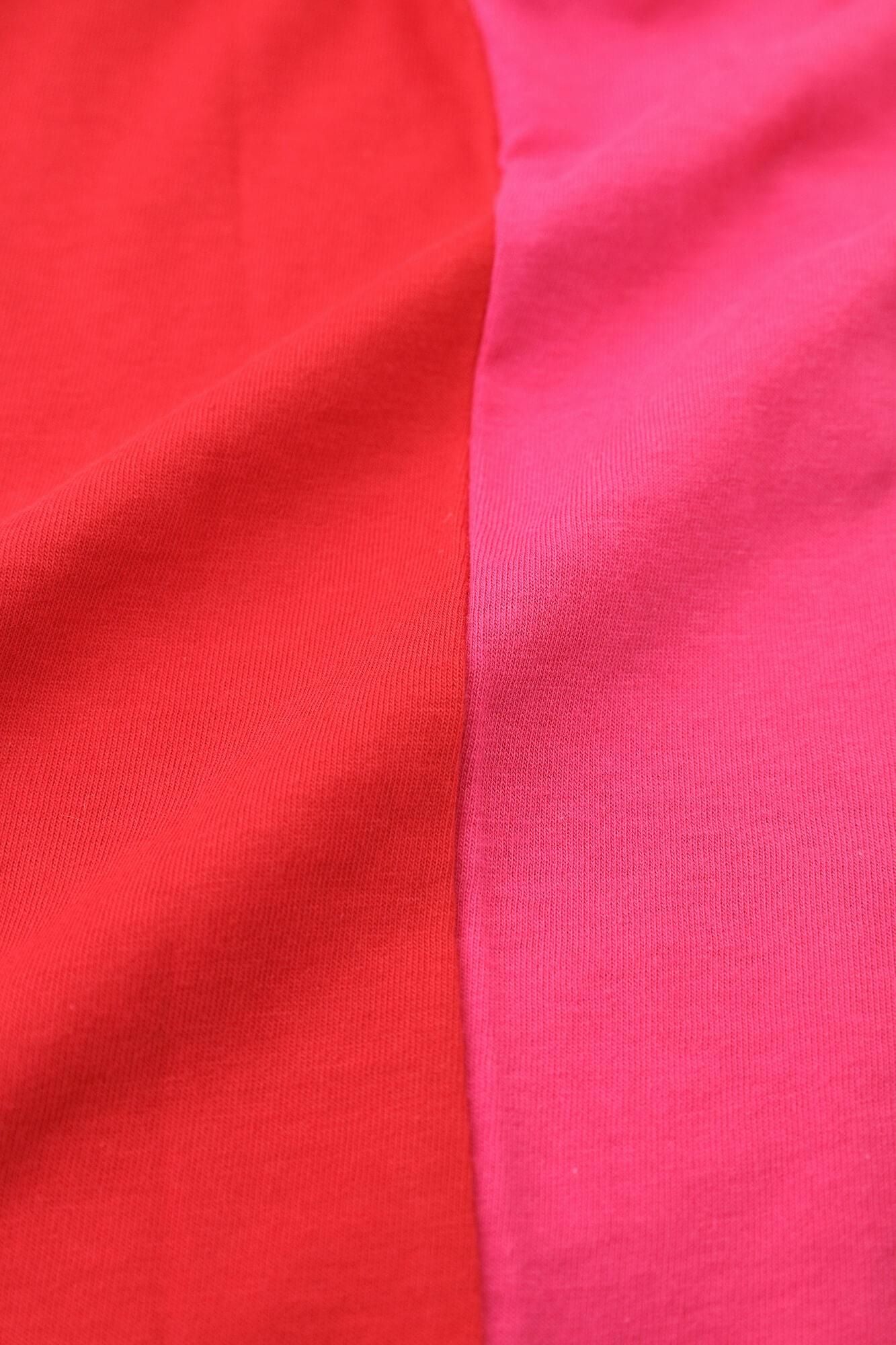 ● Square Neck T-shirt Bi-color / Azalea Color x Red