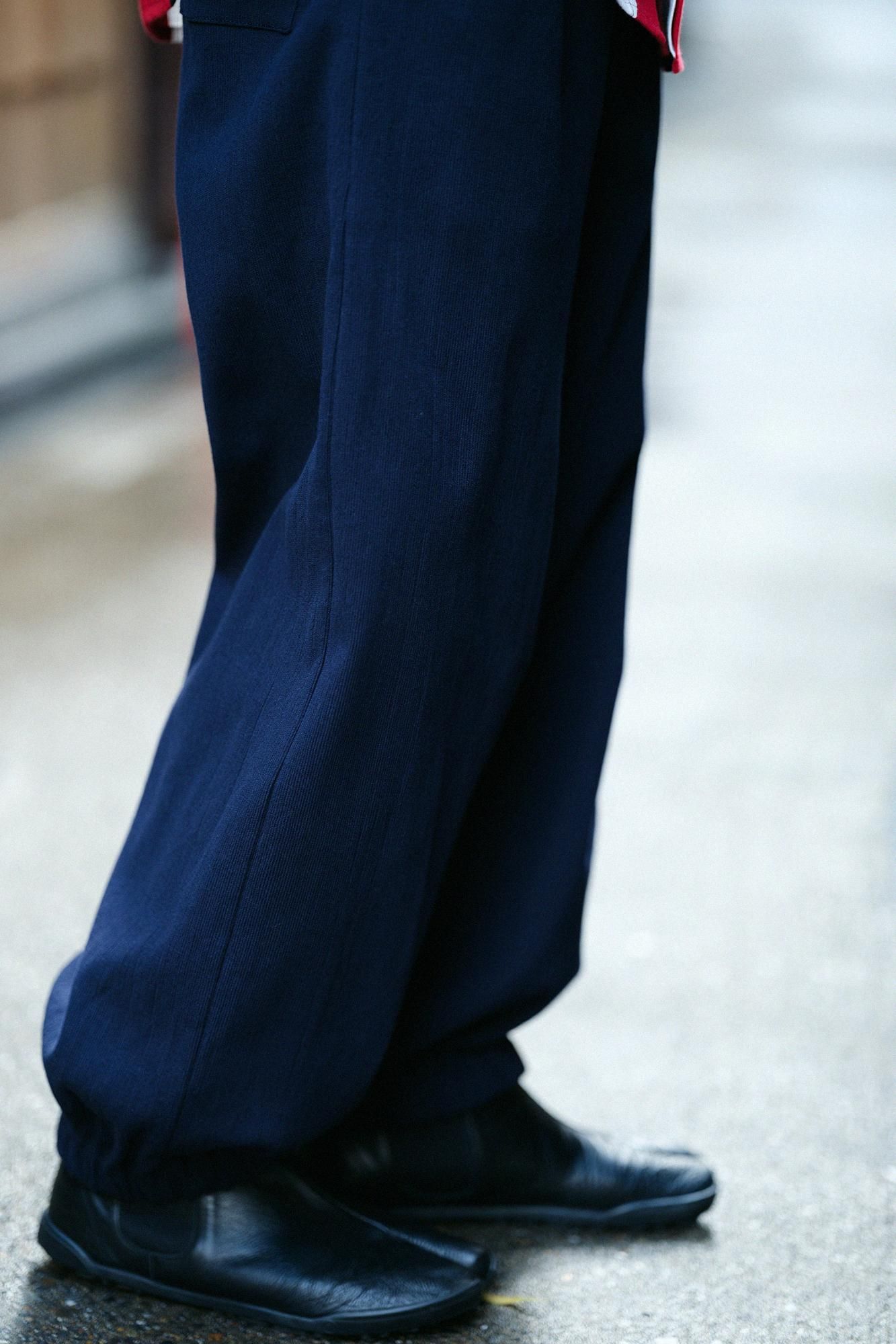 Chizimi Cotton 20/10 Emboss Processed Samue Bottom / Dark Blue