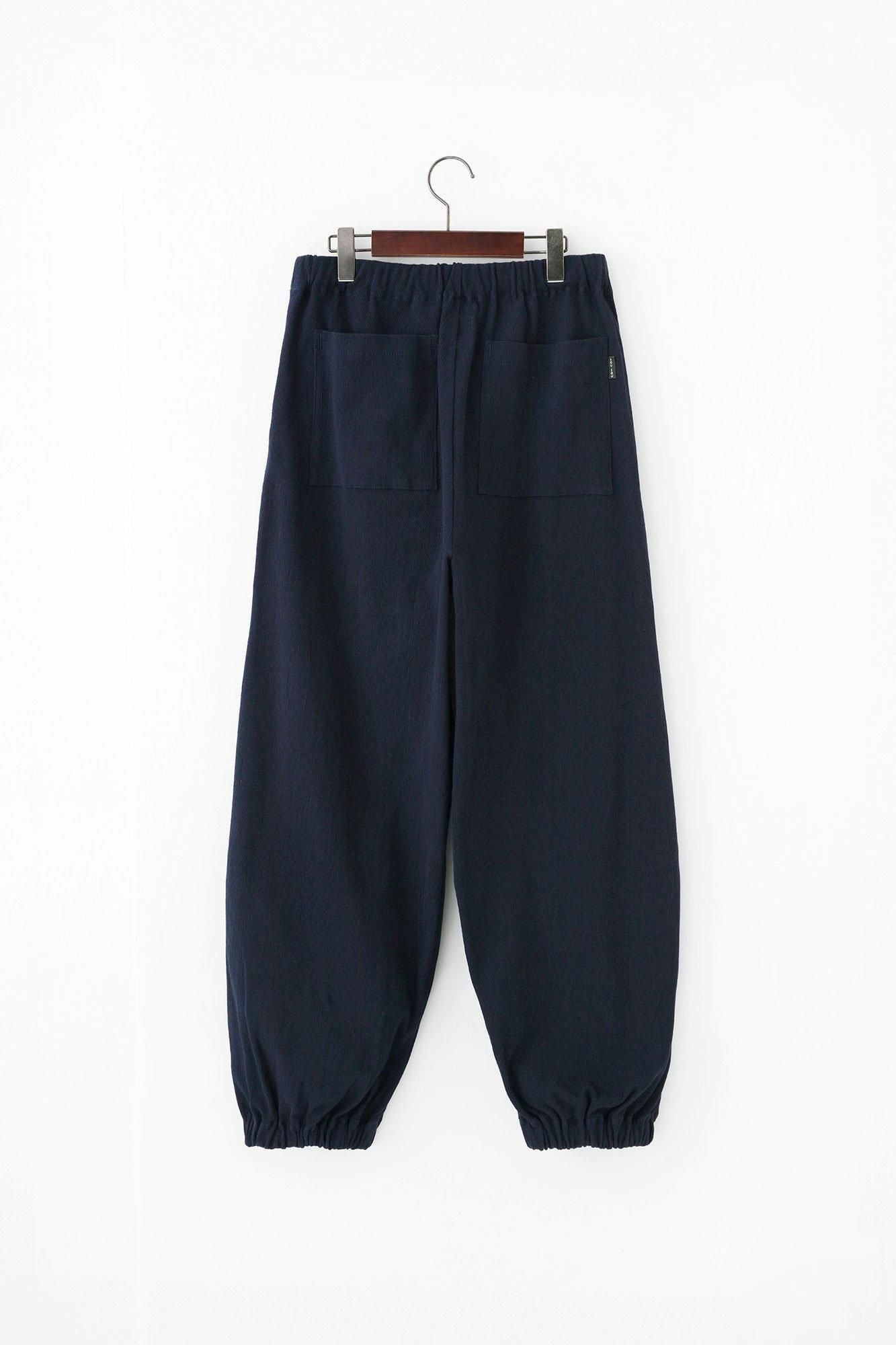 Chizimi Cotton 20/10 Emboss Processed Samue Bottom / Dark Blue