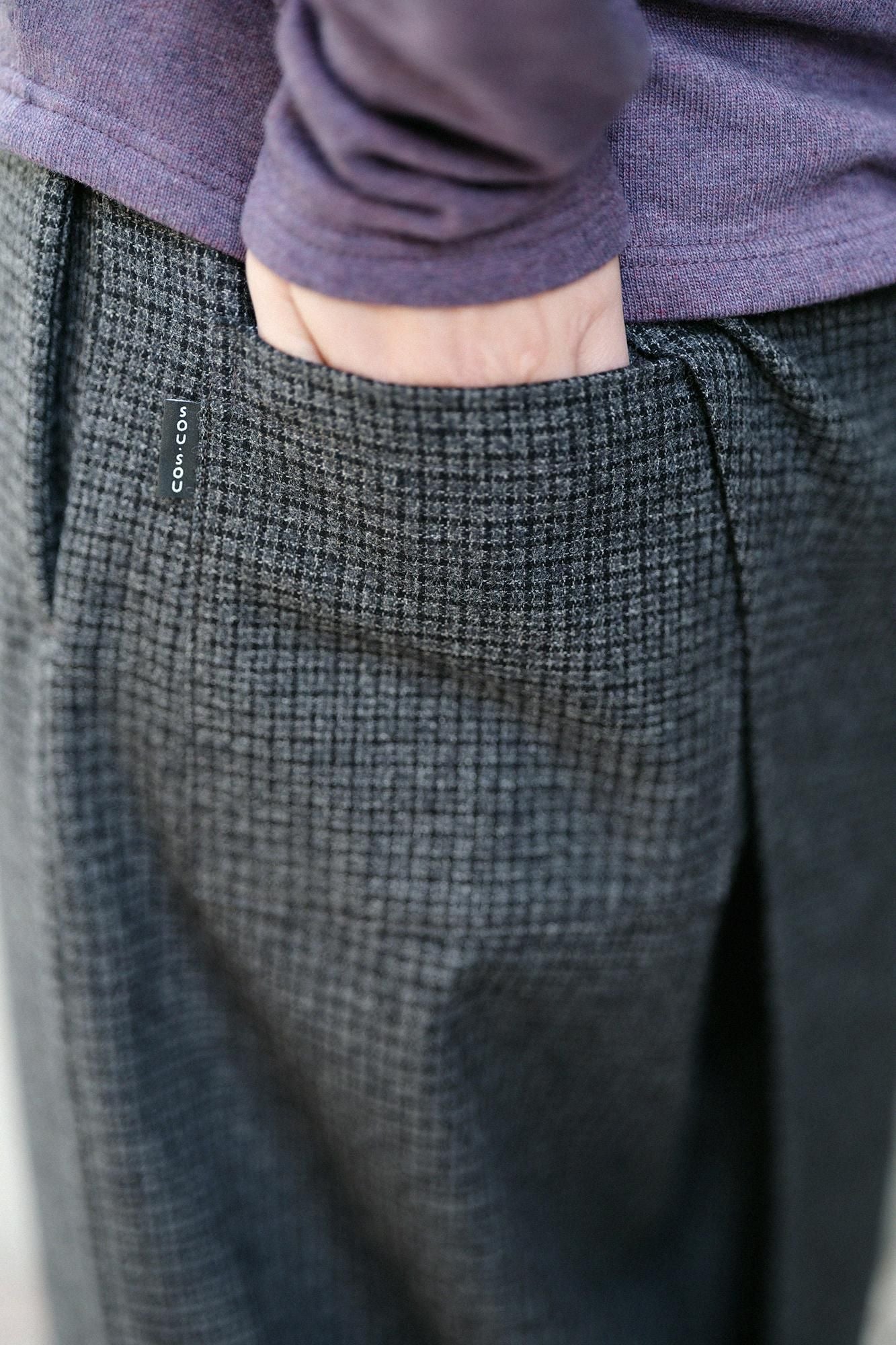 Peluches, tissage en treillis, fabriqué à la main, takamikanita (vêtement japonais) / cendres sombres