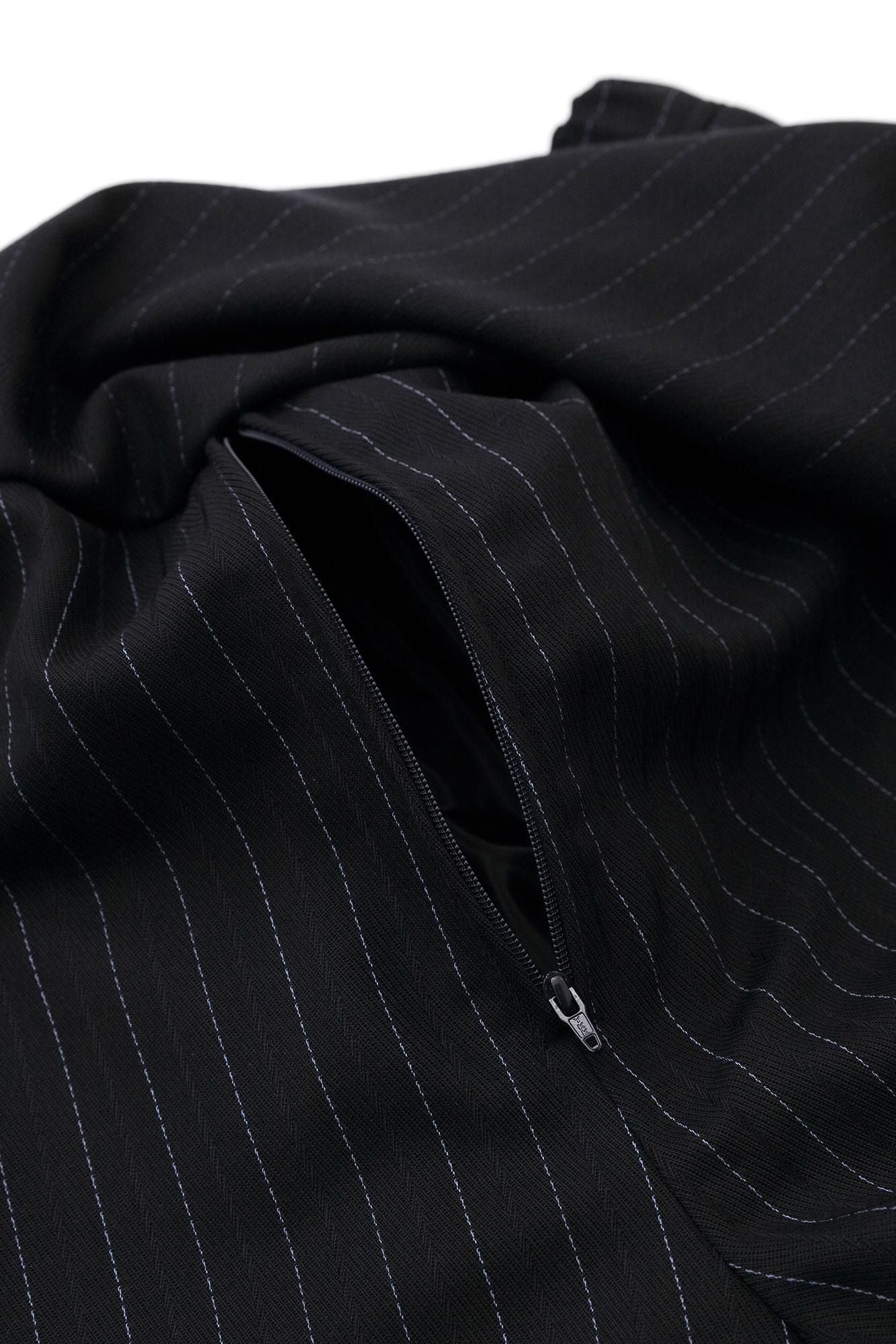 Combed Yarn Herringbone Weave Wrap Harem Pants / Dark Blue Stripes