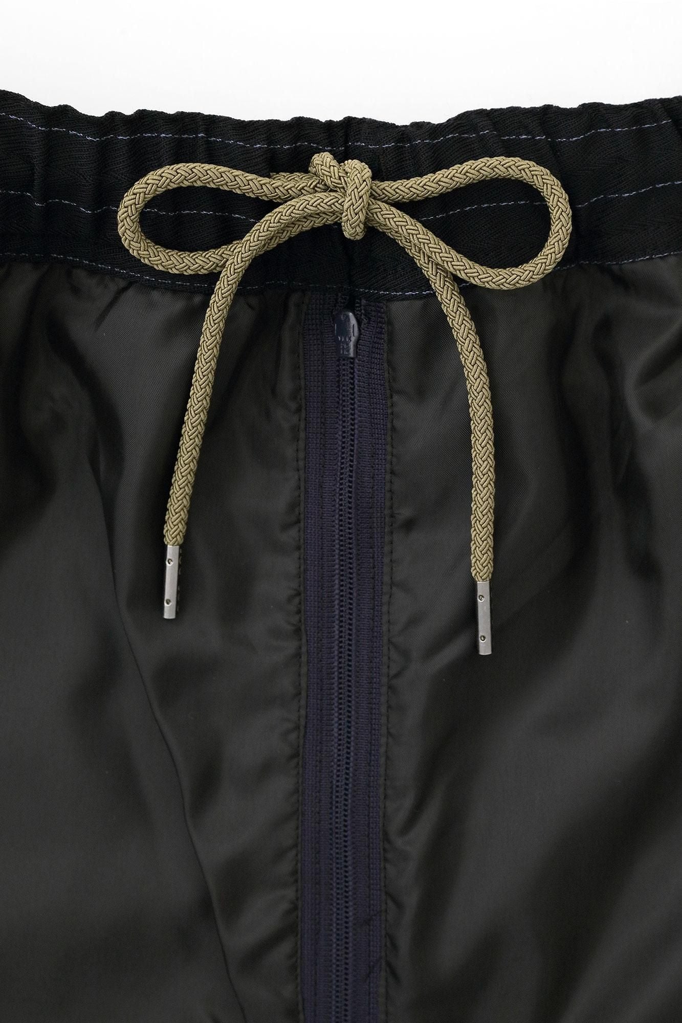 Combed Yarn Herringbone Weave Wrap Harem Pants / Dark Blue Stripes