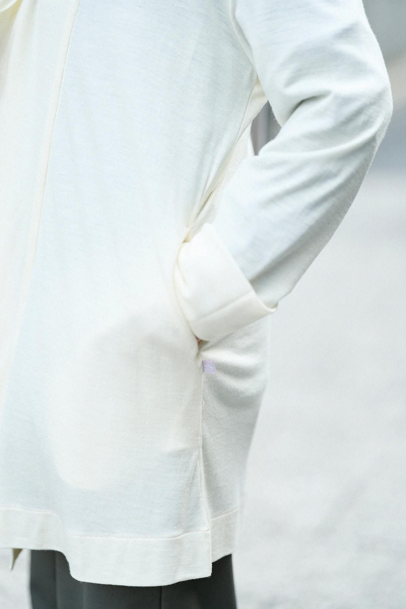 超級 150 年代平針織 可洗羊毛蘭陀外套／鳥白色