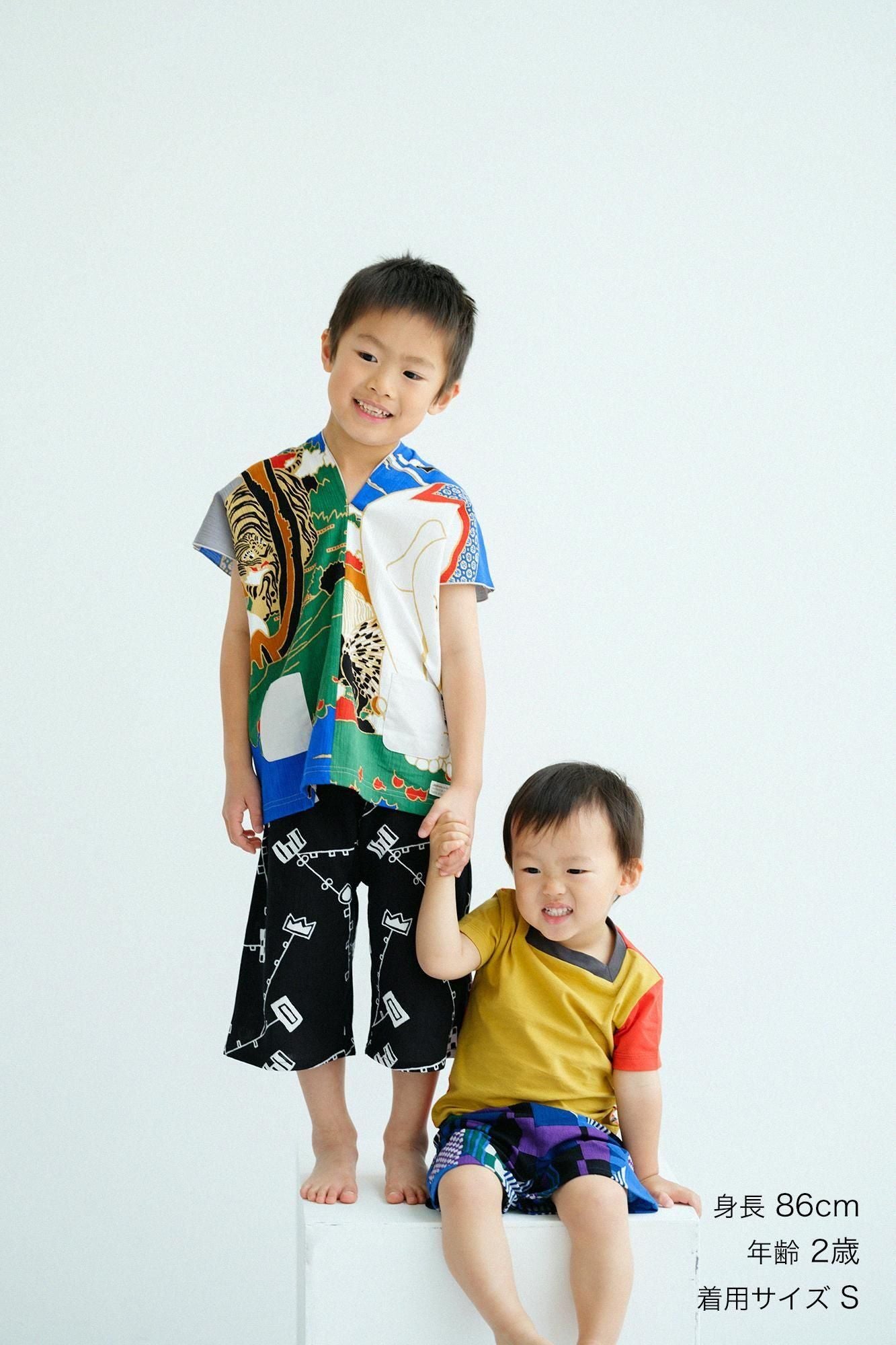 ●高島縮棉20/20童裝及膝短褲/Kikamon